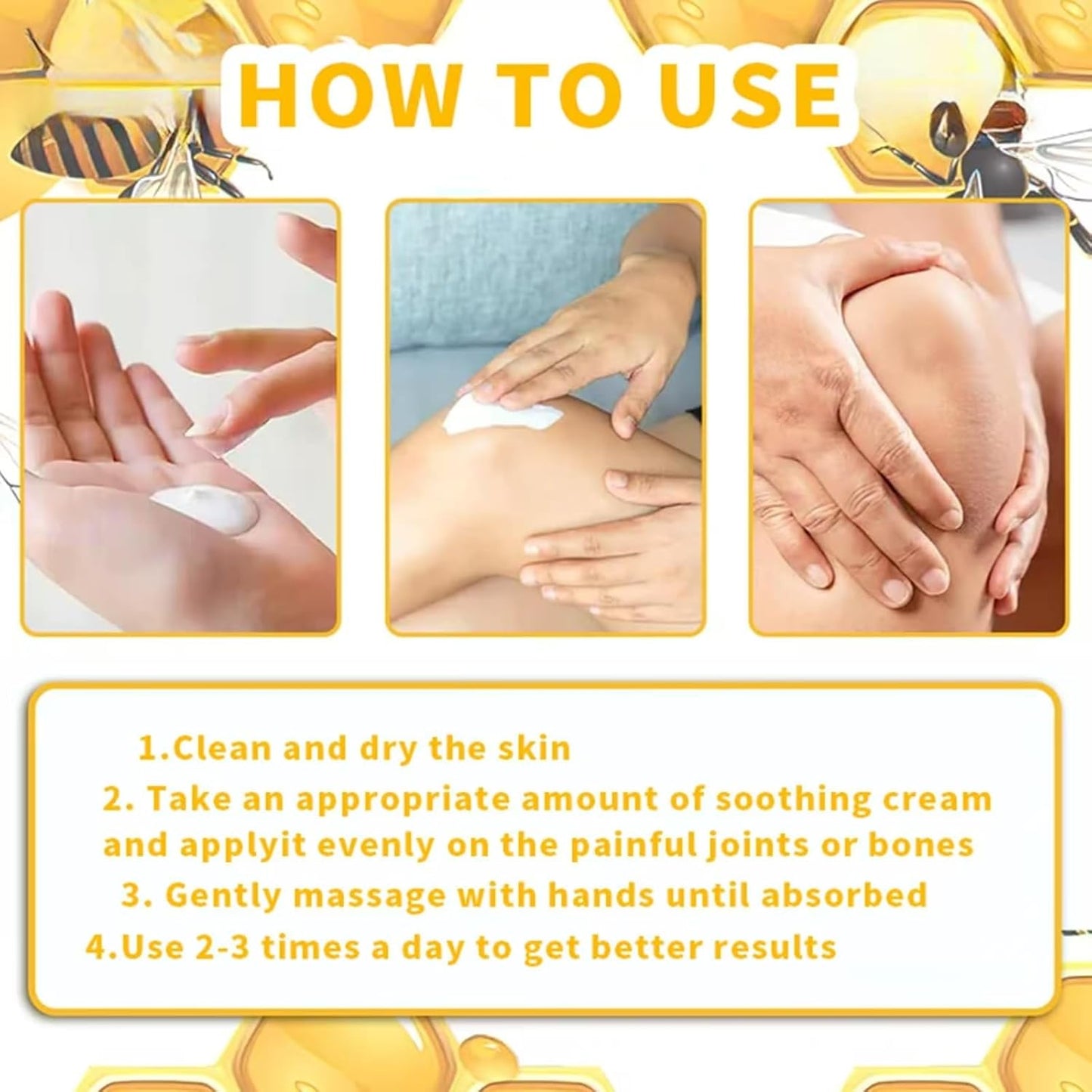Botulinum Toxin & Bee Venom Pain-Relief Bone Healing Cream, 2025 New Bee Venom Cream for Arthritis, Bee Venom Joint Therapy Pain Relief Gel for Back, Knee, Hands, Neck, Feet, for All Skin Types(2PCS)