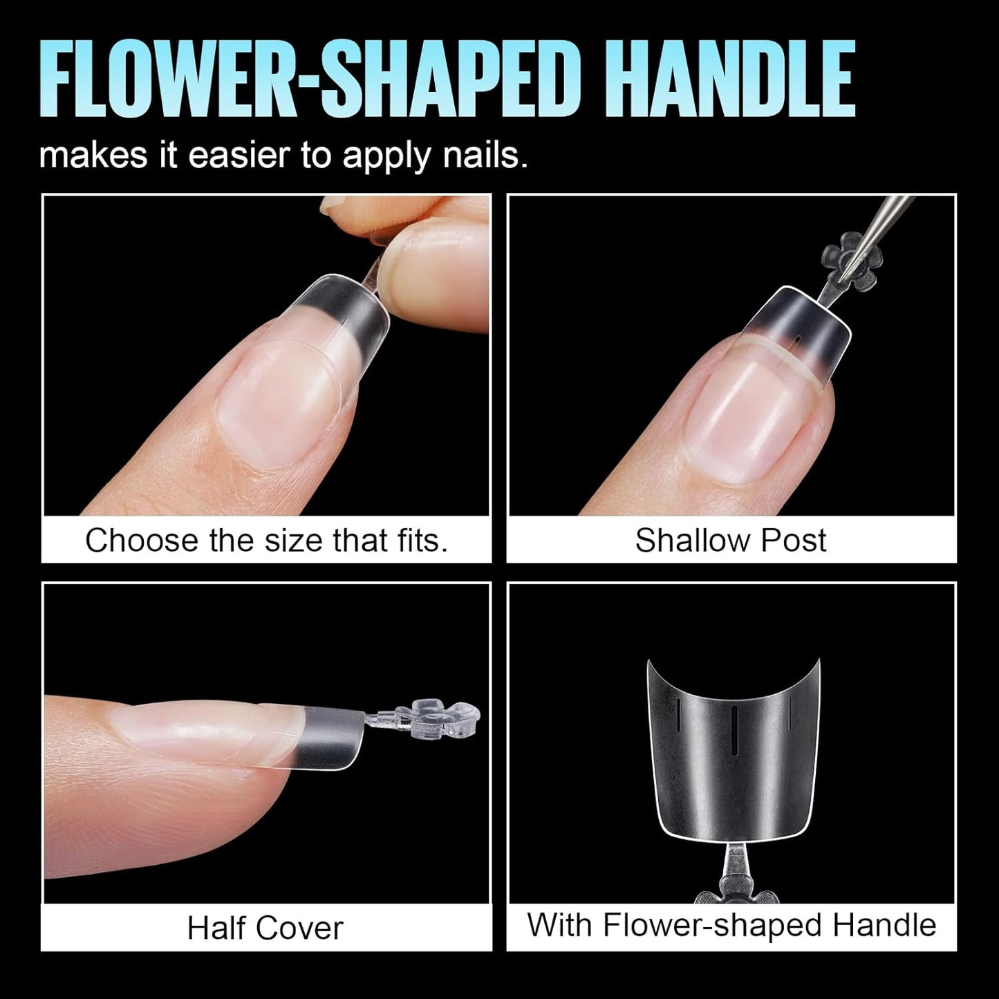 TOMICCA Short Squoval Nail Tips, 510Pcs Acrylic Nails Tips Full Matte, 12 Sizes No C Curve Fake Half Cover Nail Tips for Nail Extension Salon Home DIY