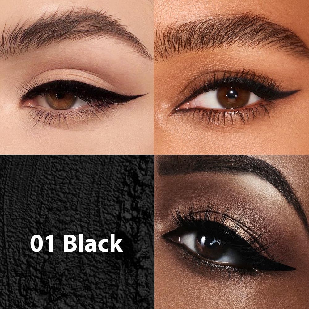 evpct 2Pcs Black & Dark Brown Color Gel Glitter Eyeliner Pencils Set for Women Waterline Waterproof Smudge Proof lapiz de ojos delineador de ojos contra el agua Eye Liner Makeup