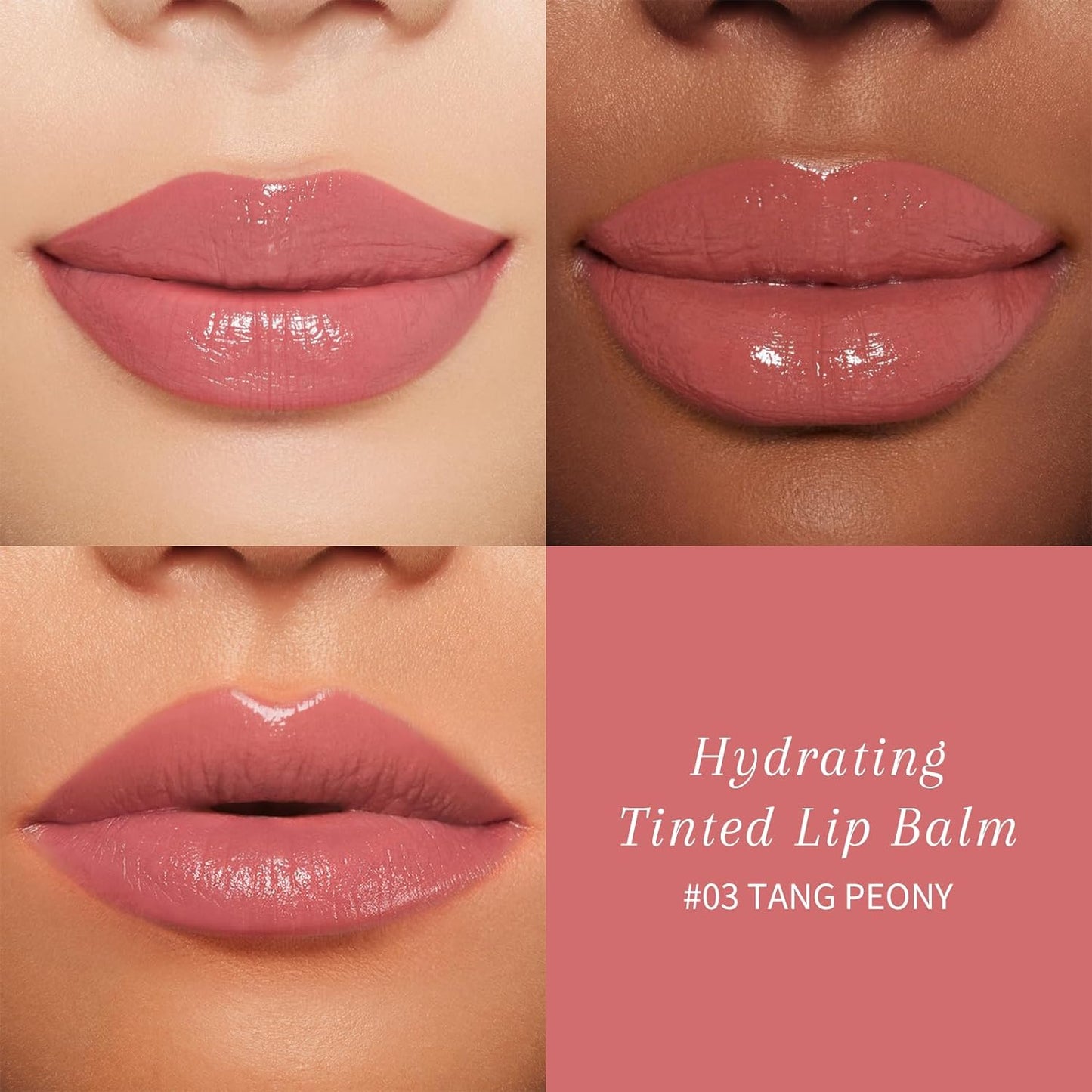 Tinted Lip Balm Plumper, Glossy, Pump Lips, Lightweight, Moisturize & Tint with Jojoba Seed Oil, Vegan Lipbalm Lip Care, Tang Peony
