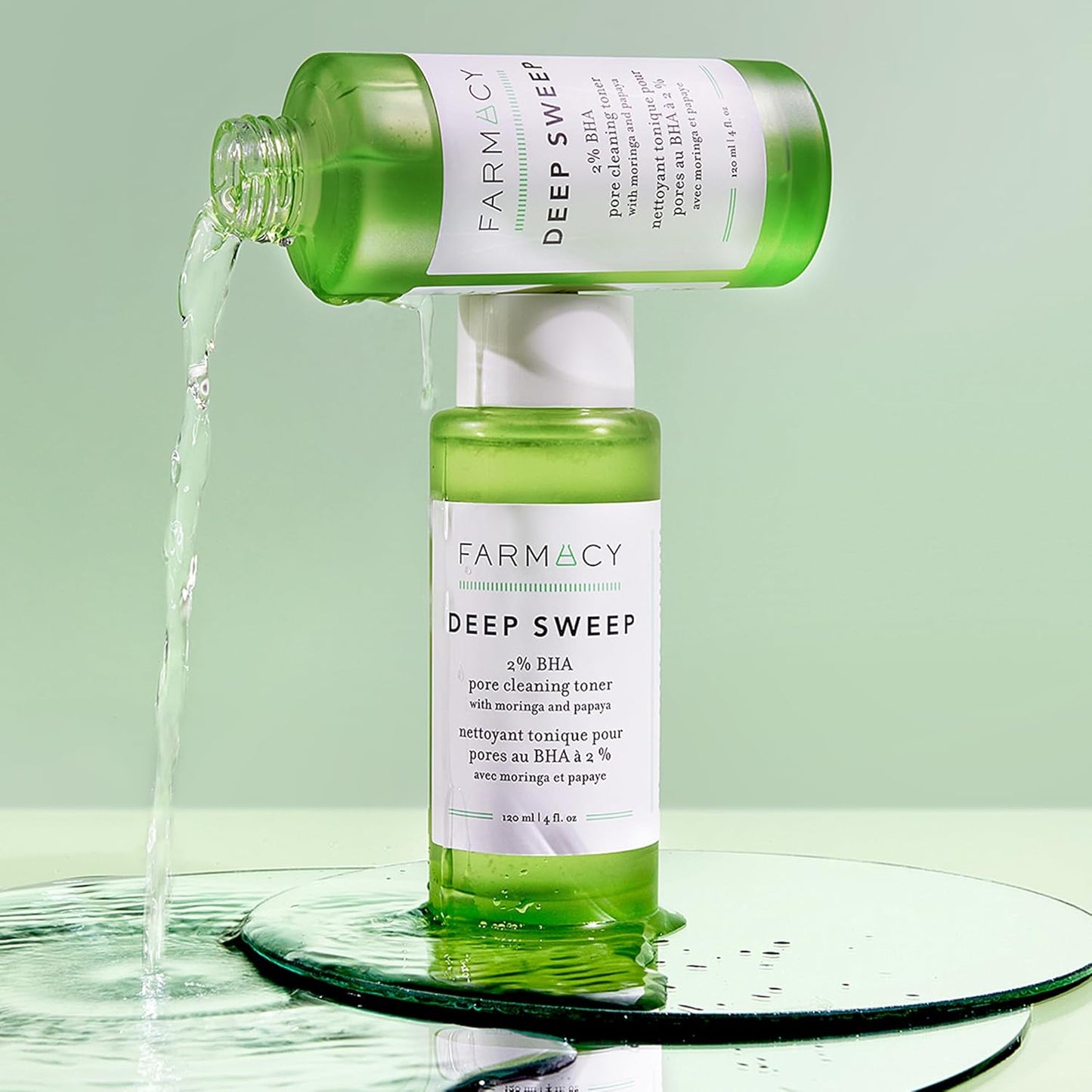 Farmacy 2% Salicylic Acid Toner for Face - Deep Sweep Gentle BHA Exfoliant for Oily Skin - Refines Texture with Papaya Enzymes & Moringa Water for a Healthy-Looking Complexion (10ml)