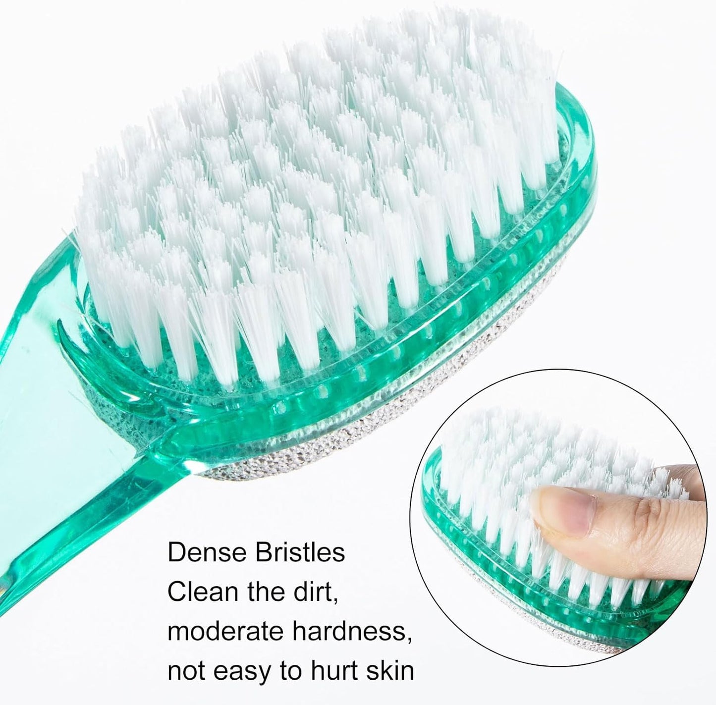 6 Pcs Foot Brush for Shower with Handle 2 in 1,Ooloveminso Large Foot Pumice Stone Brush Scrubber Foot File Calluses Remove Suitable for Horniness Foot Spa,Foot Care Smooth Skin (Green&Transparent)