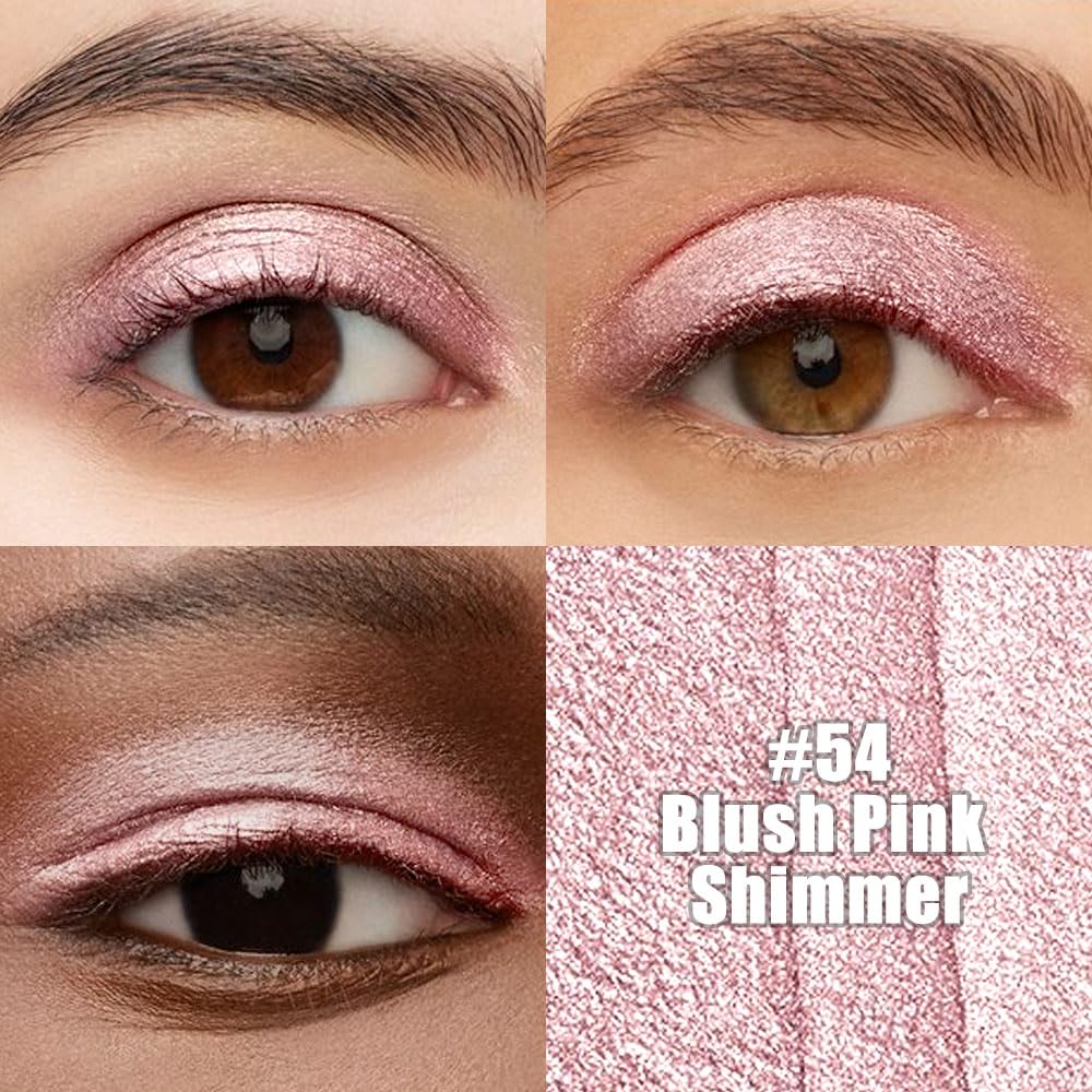 evpct Light Pink Shimmer Cream Eye Shadow Sticks Brightener Pencils for Women, Light Pink Silky Eyeshadow Applicator Stick Pen Waterproof, Blendable Crease-Proof Stick Eyeshadow Shimmer Eye Makeup 54