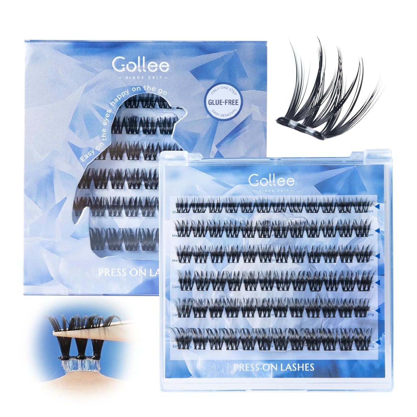 Self Adhesive Eyelashes Clusters Natural Look Wispy Press On Lash Clusters Pre Glued Eyelash Clusters Reusable No Glue Needed Lash Extensions