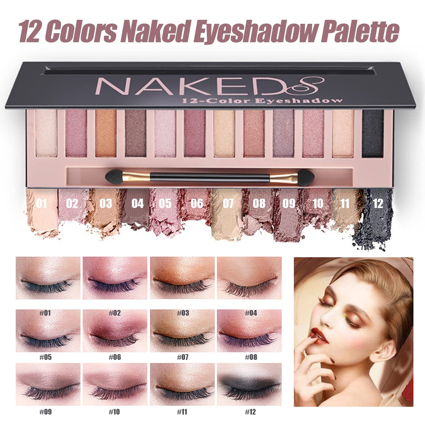 All in One Makeup Kit,Includes Naked Eyeshadow Palette,Liquid Foundation,Lipstick Set,Mascara,Makeup Brush,Makeup Sponge,Eyebrow Powder,Eyebrow Soap,Eyeliner Stamp, Primer,Contour Stick,Cosmetic Bag