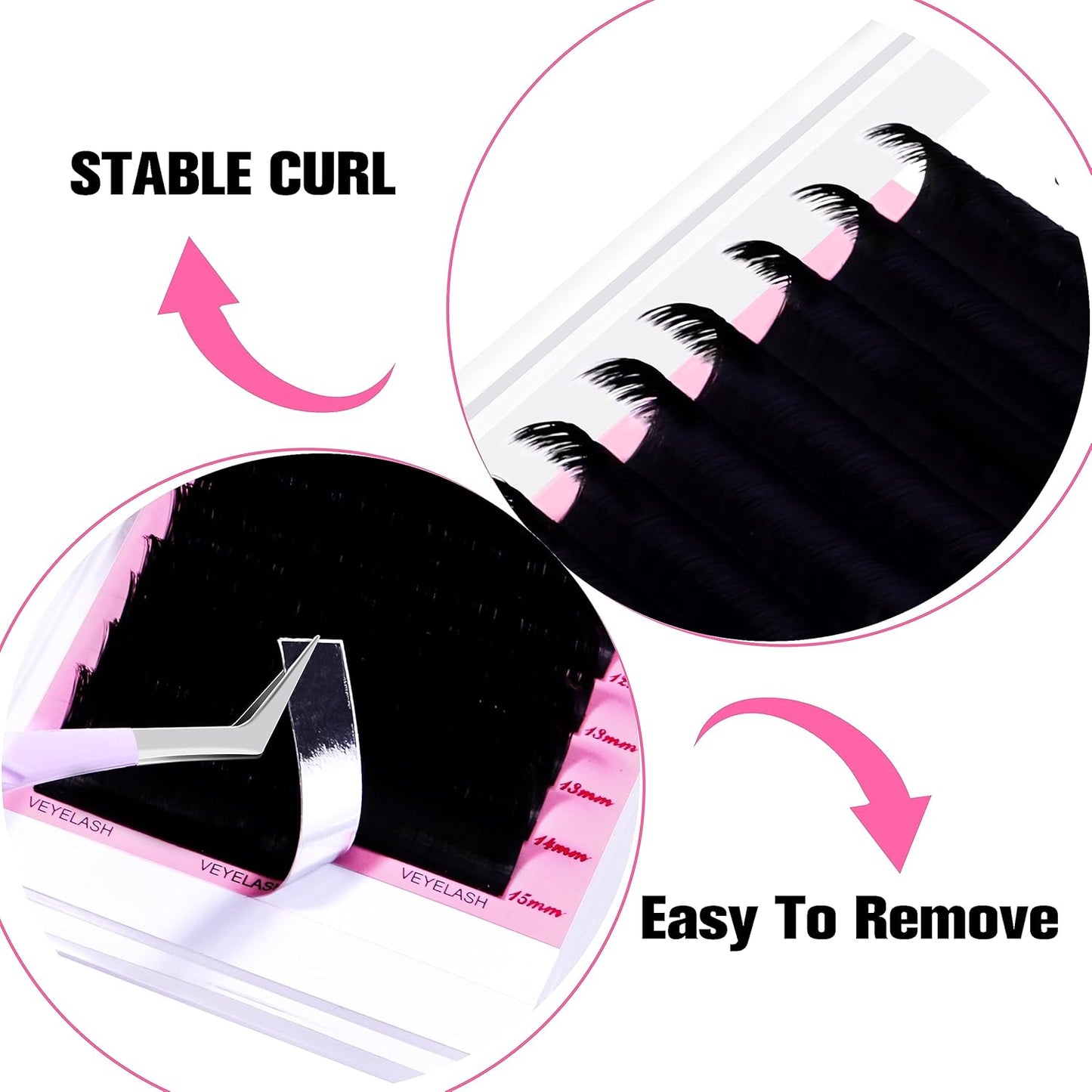 VEYES INC Cashmere Smart Fan Lash Extensions 0.03 0.05 0.07 C/CC/D Curl 8-20mm Mixed & Single Length, Super Matte Black Volume Lashes, Professional Supplies for Lash Techs (0.05 C 16mm)
