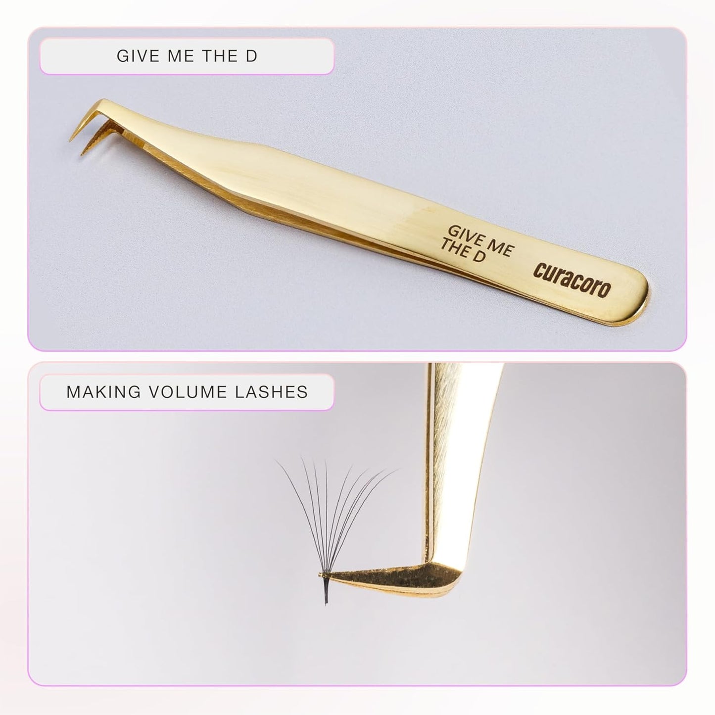 Curacoro Lash Tweezer - Professional & Precision Fiber Tip Grip Lash Tweezers for Eyelash Extensions, Multi Shapes & Purposes Tweezers for Volume, Isolation & Classic Lashes (Galaxy, Give Me the D)