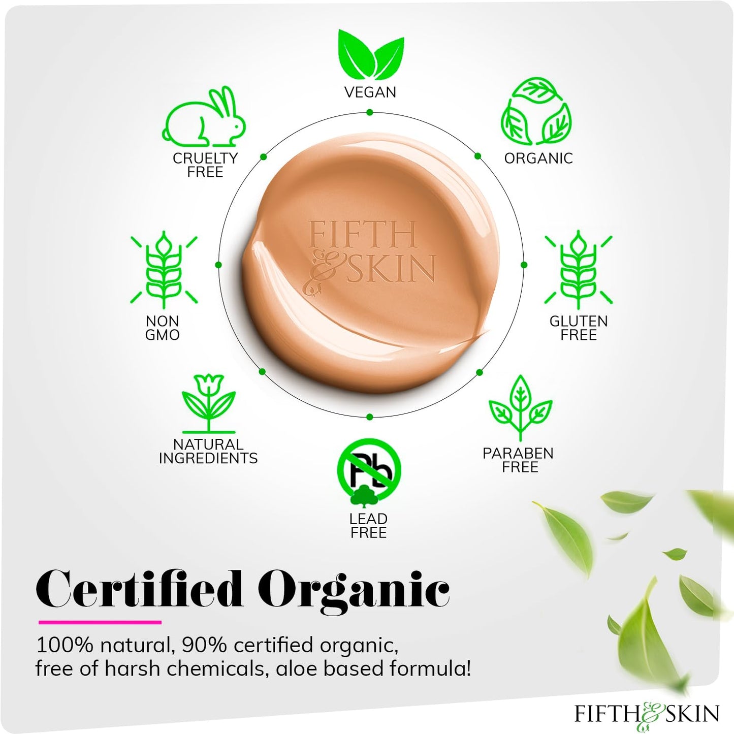 Fifth & Skin: Better’n Ur Skin Liquid Foundation (ROSE BEIGE) - Natural, Organic, Vegan, Cruelty-Free - Gluten-Free Beauty with Buildable Coverage and Palm-Free Luxury - 1 oz