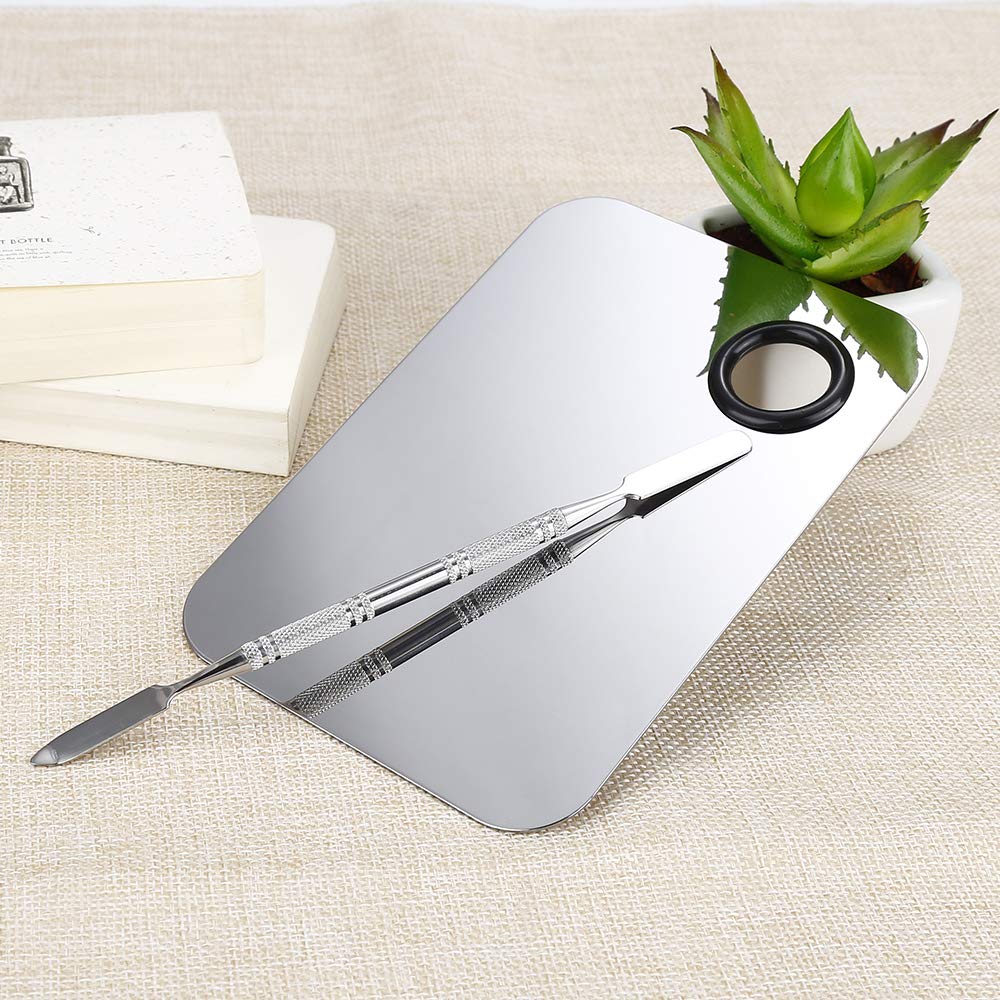 Professional Pro Stainless Steel Makeup Palette, Professional Cosmetic Mixing Makeup Palette Spatula Makeup Artist Tool, 1.0 Count