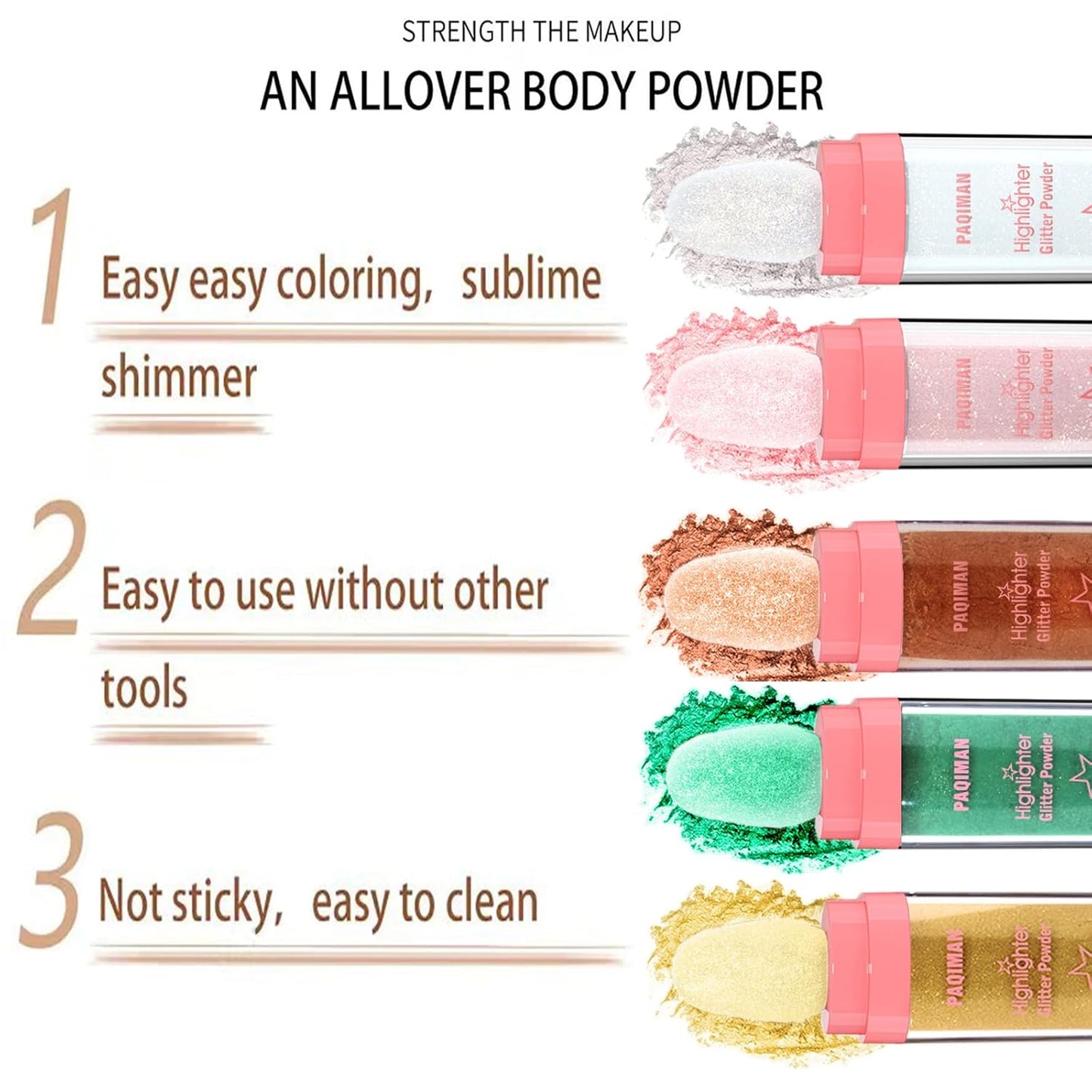Glitter Powder Highlighter Makeup, Body Brightens the Natural Three-Dimensional Face Blusher Fairy Highlight Patting Powder. (04# Greens)