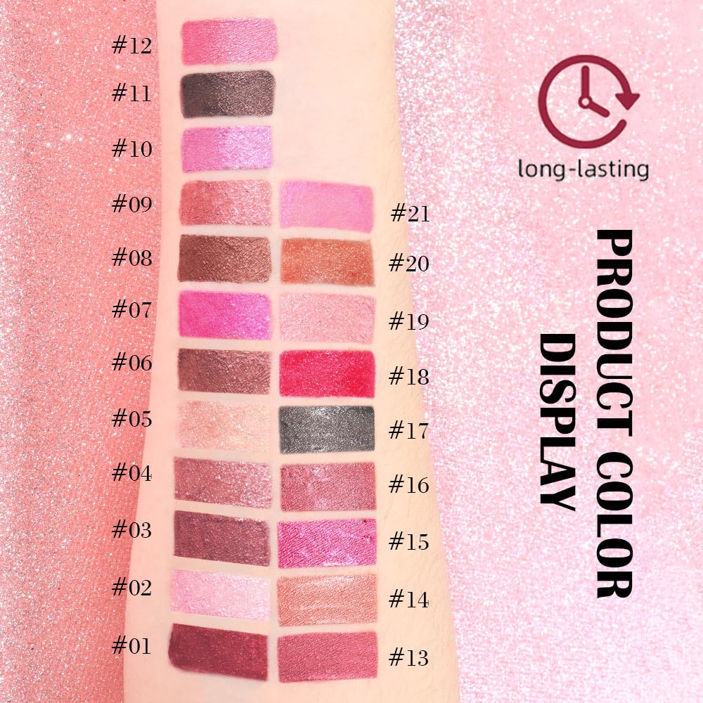 Kaely 2-in-1 Dark Wine Red Metallic Lipstick and Lip Liner, Shimmer Liquid Metallic Lipsticks for Women, Glitter Lip Gloss Stain Long Lasting Waterproof Smudge Proof 24 Hour, Vegan Makeup, 03