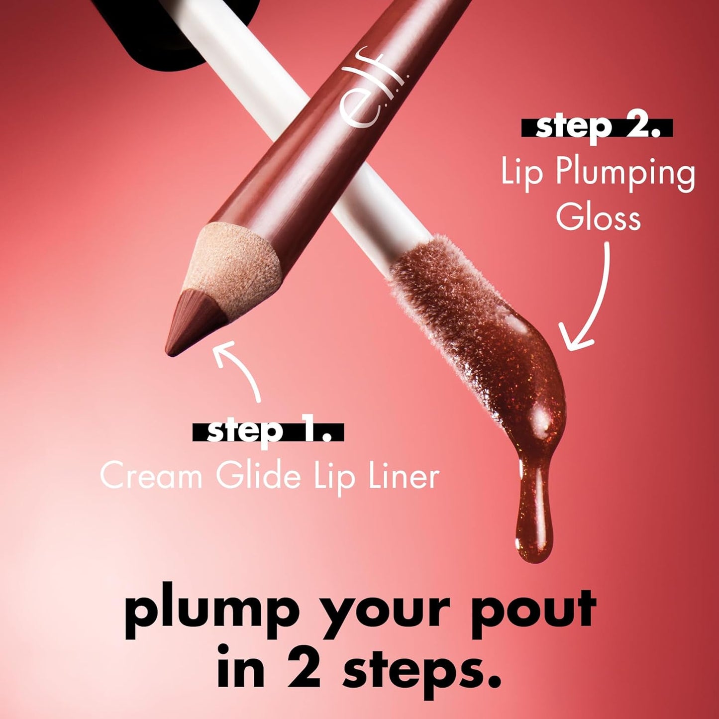 e.l.f. Lip Plumping Gloss, Hydrating, Nourishing, Invigorating, High-Shine, Plumps, Volumizes, Cools, Soothes, Sparkling Rosé, Shimmer, 0.09 Oz