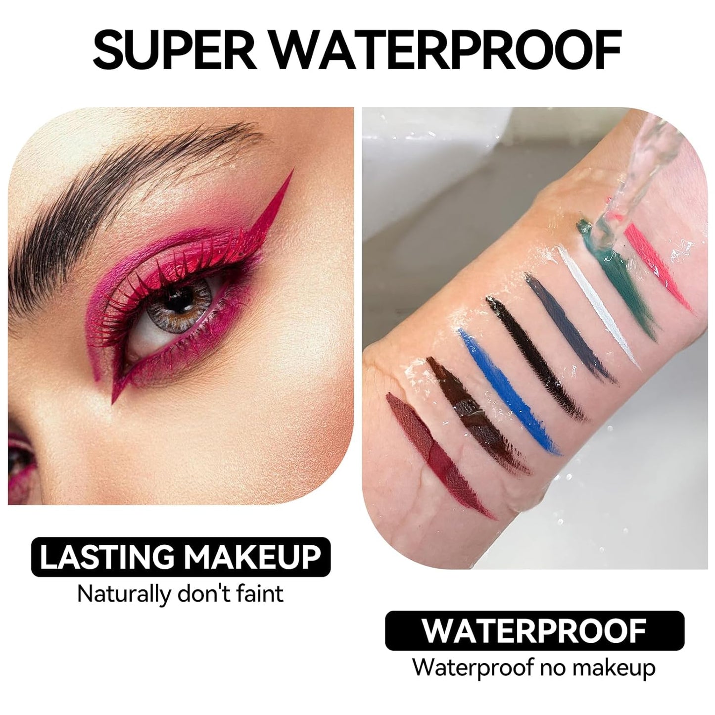 Eyeliner Gel Set,Long Lasting Waterproof With 5.51 IN Long Eyeliner Brush,High-Intensity Pigments Smudge-Proof Eye Liner Makeup Creamy Gel 5G-Rose Red