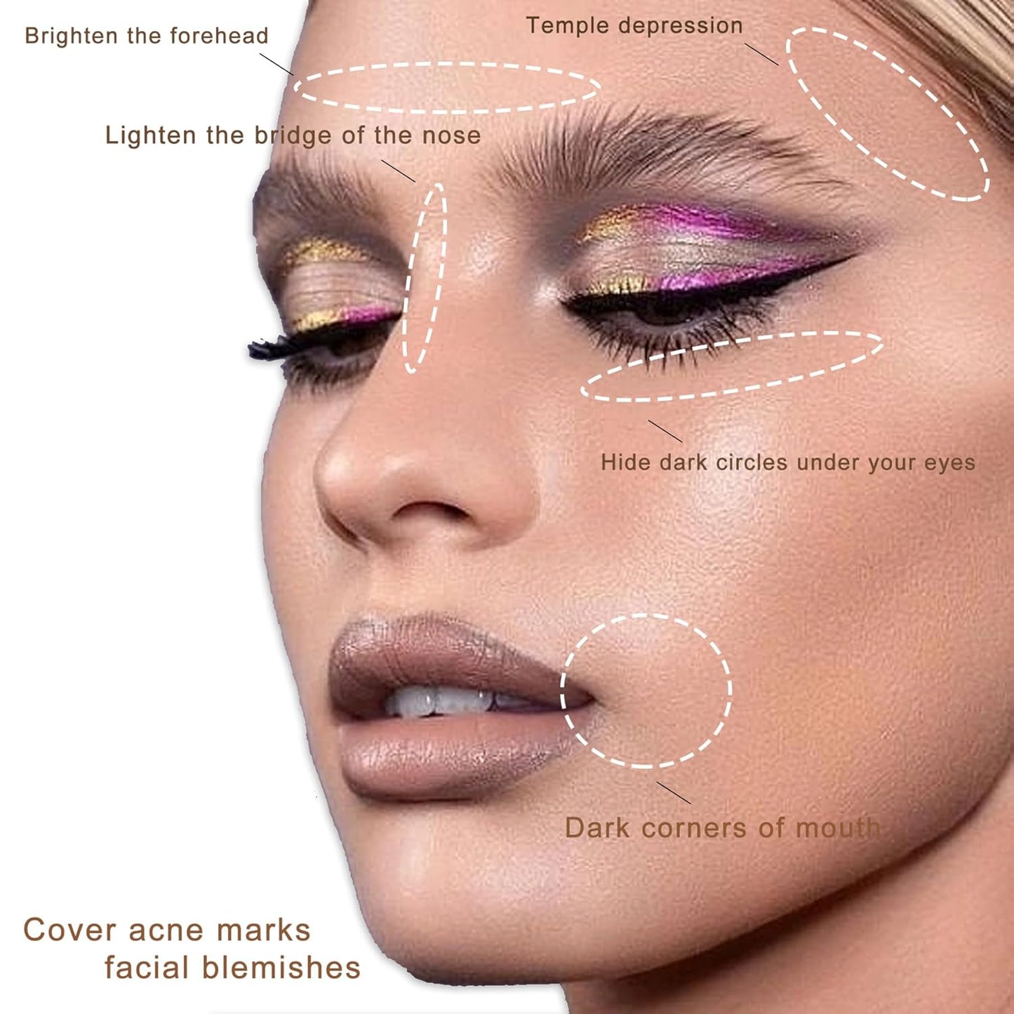 Cream Concealer Corrector Correcting Contour Makeup Set under Eye Concealer Cream Kit for Dark Circles and Blemish 15