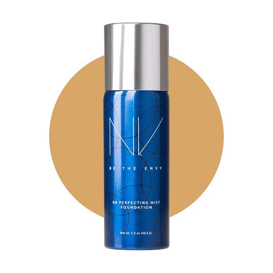 NV BB Perfecting Mist Foundation Buildable Coverage Professional Airbrush Makeup with Plant-based Stem Cell Polypeptides, Vitamins A, D, E and Aloe, 1.5 ounces, Warm Honey