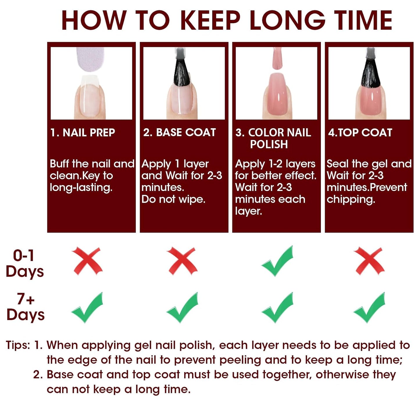 GELLEN Nail Polish Set, Nude Red Brown Quick Dry Traditional Regular Nail Polish Fall Winter 6 Colors Set for Fingernails Toe Nails Acrylic Natural Nails Home Salon, Non UV Gel, Hema Free, Non-toxic