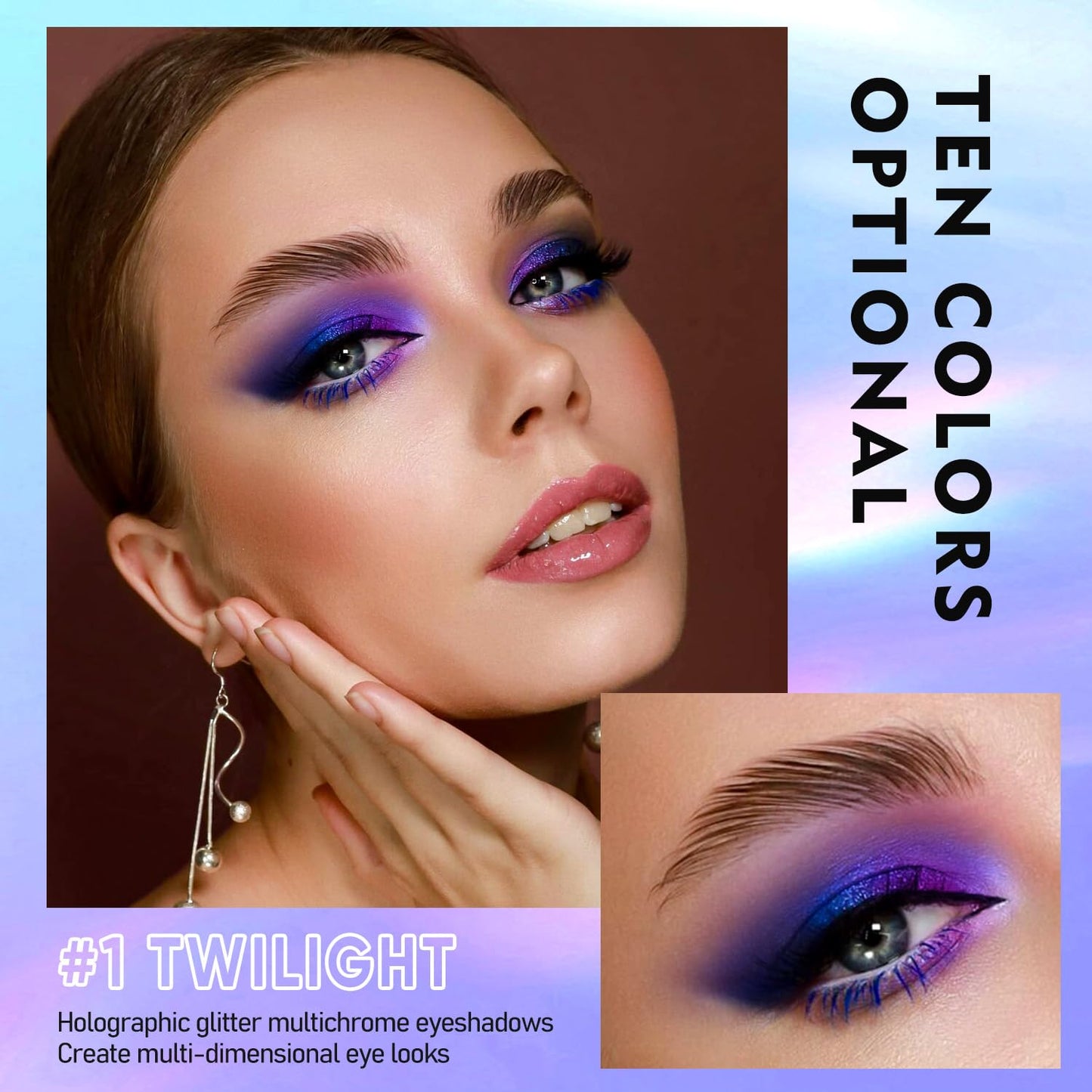MAKI YIKA 3Pc Glitter Eyeshadow Liquid Multichrome Eyeshadows Long Lasting, Metallic Chameleon Eye Shadow Smudgeproof Holographic Eye Topper Glitters (#1+3+6)