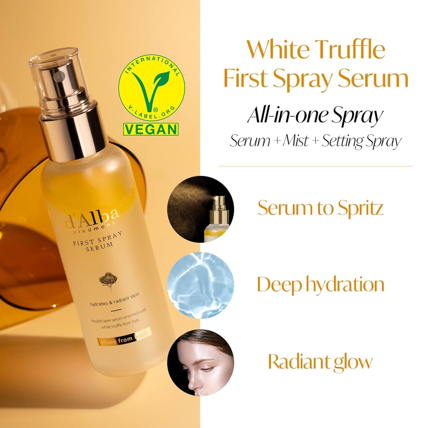 d'Alba All About Korean Skin Care, Gift Set for White Truffle First Spray Serum & Nourishing Hand Cream, Perfect for Mothers Day Gift