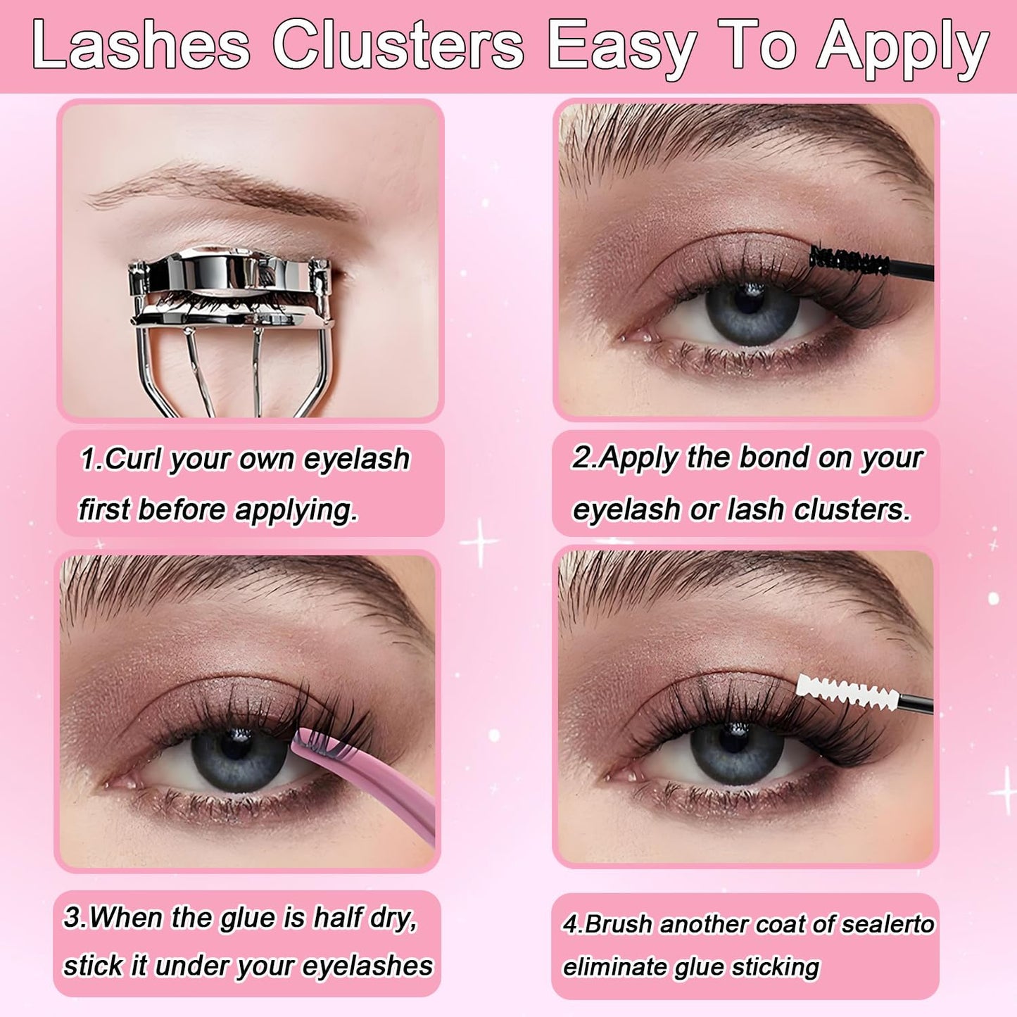 640 Pcs D Lash Clusters, Eyelash Clusters Individual Lash Extension Curl Fluffy Wispy False Eyelashes Extensions (Lash Clusters, 30D+40D 9-16mm)