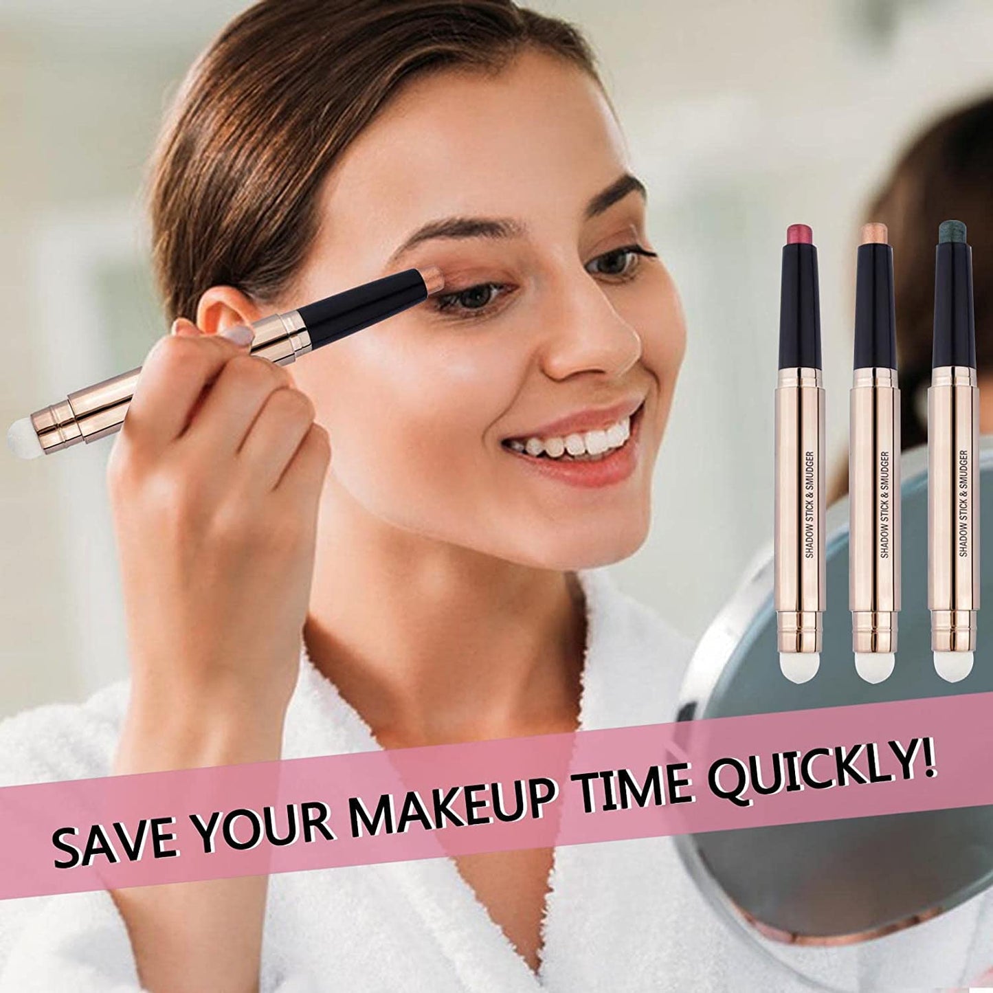 Evergreen Eyeshadow Stick Makeup, Highlighter Matte Cream Eye Shadow Pencil, Waterproof Hypoallergenic Long Lasting Crayon, Glitter Primer Palette Shimmer Eyeliner Pen wiht Soft Brush