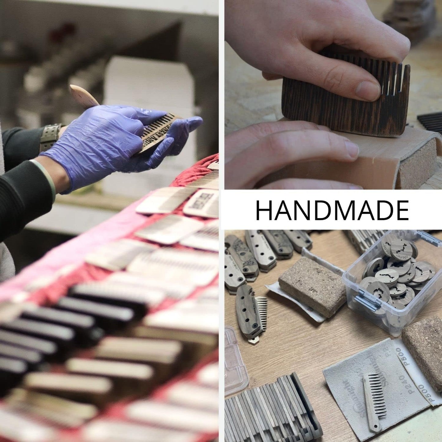 Beard Comb for Men Pocket Folding Combs for Mustache & Hair Travel Natural Wooden Comb with Real Man Engraving - Perfect for Use w/Beard Balm Oil (Wavy Half Skull) (Model WV)