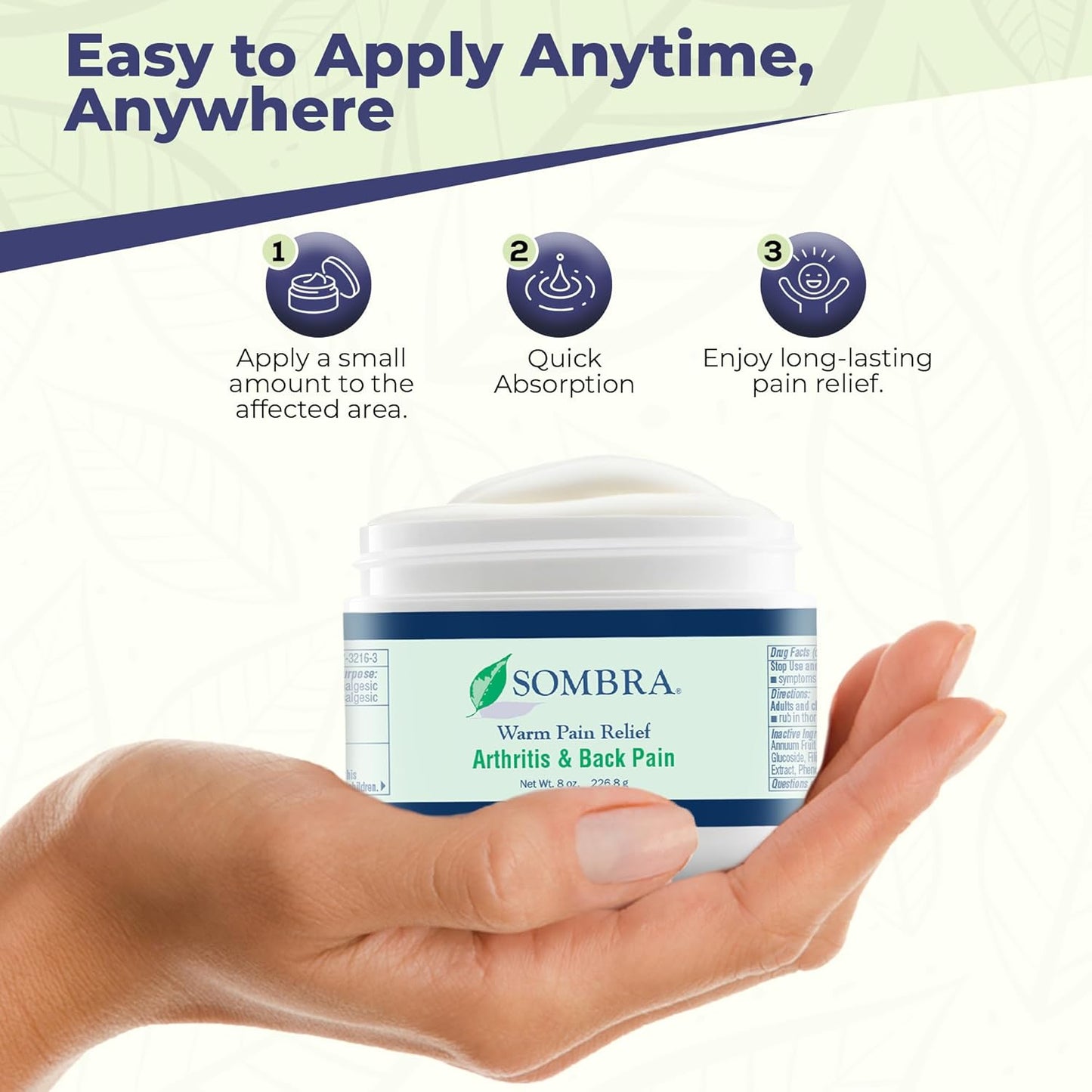 Sombra Warm Pain Relief Gel, Warm Relief for Arthritis and Chronic Pain Pre-Workout Muscle Rub Vegan Formula Free of Artificial Fragrances, Dyes, NSAIDs, Wax, Petroleum, Alcohol - 8oz Jar