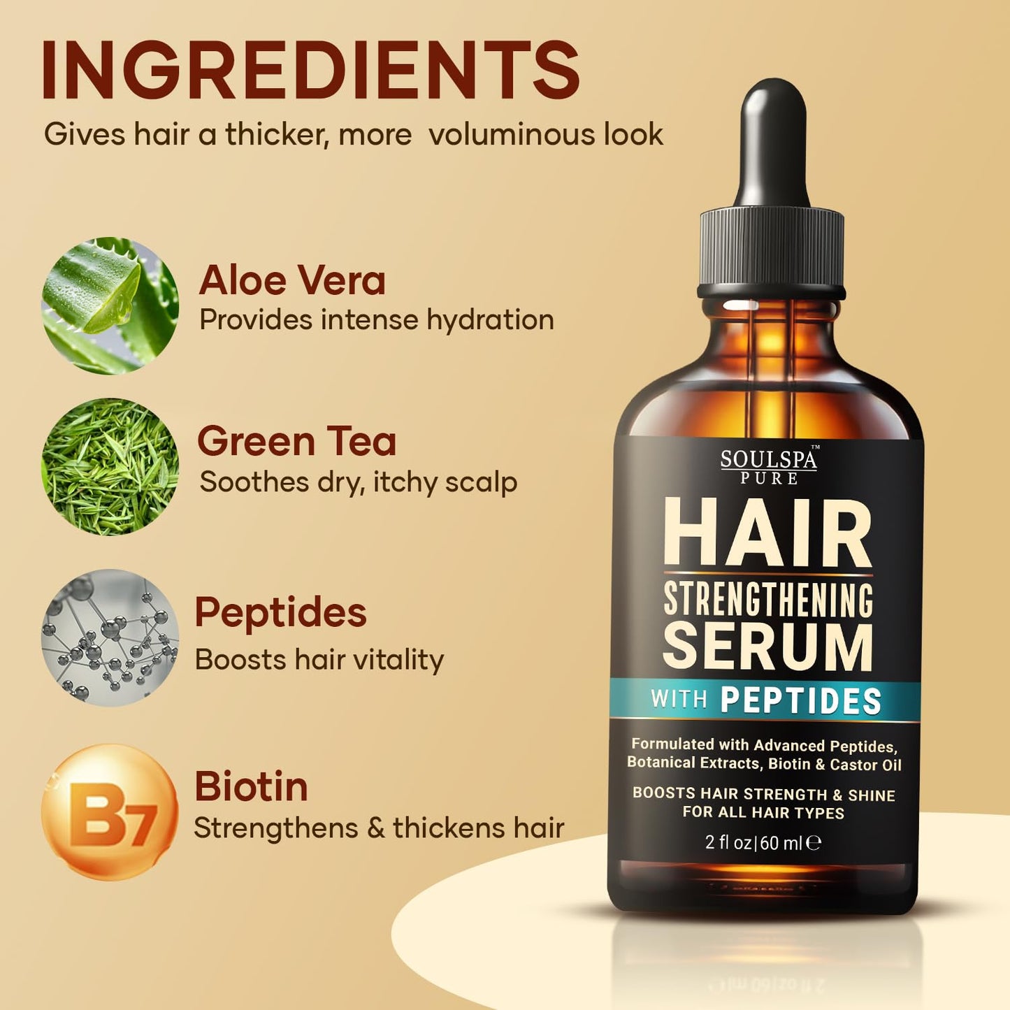 Hair Growth Serum for Women and Men - Advanced Peptide Hair Growth Oil - Revitalizing Treatment for Thinning Hair & Scalp Nourishment, Thickening Serum for All Hair Types - 2 fl oz