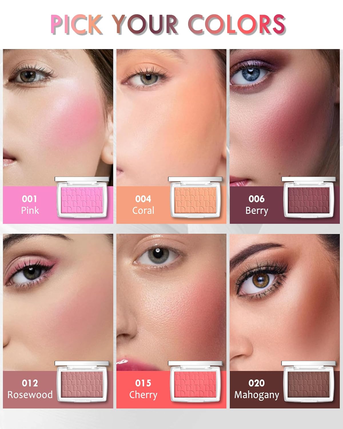 Powder Blush Palette, Matte Powder Makeup Blush for Cheeks, Natural Glow Face Blush Contour Palette, Lightweight, Smooth, High Impact Buildable Color, Long-lasting All-Day Face Enhancing -#Mahogany