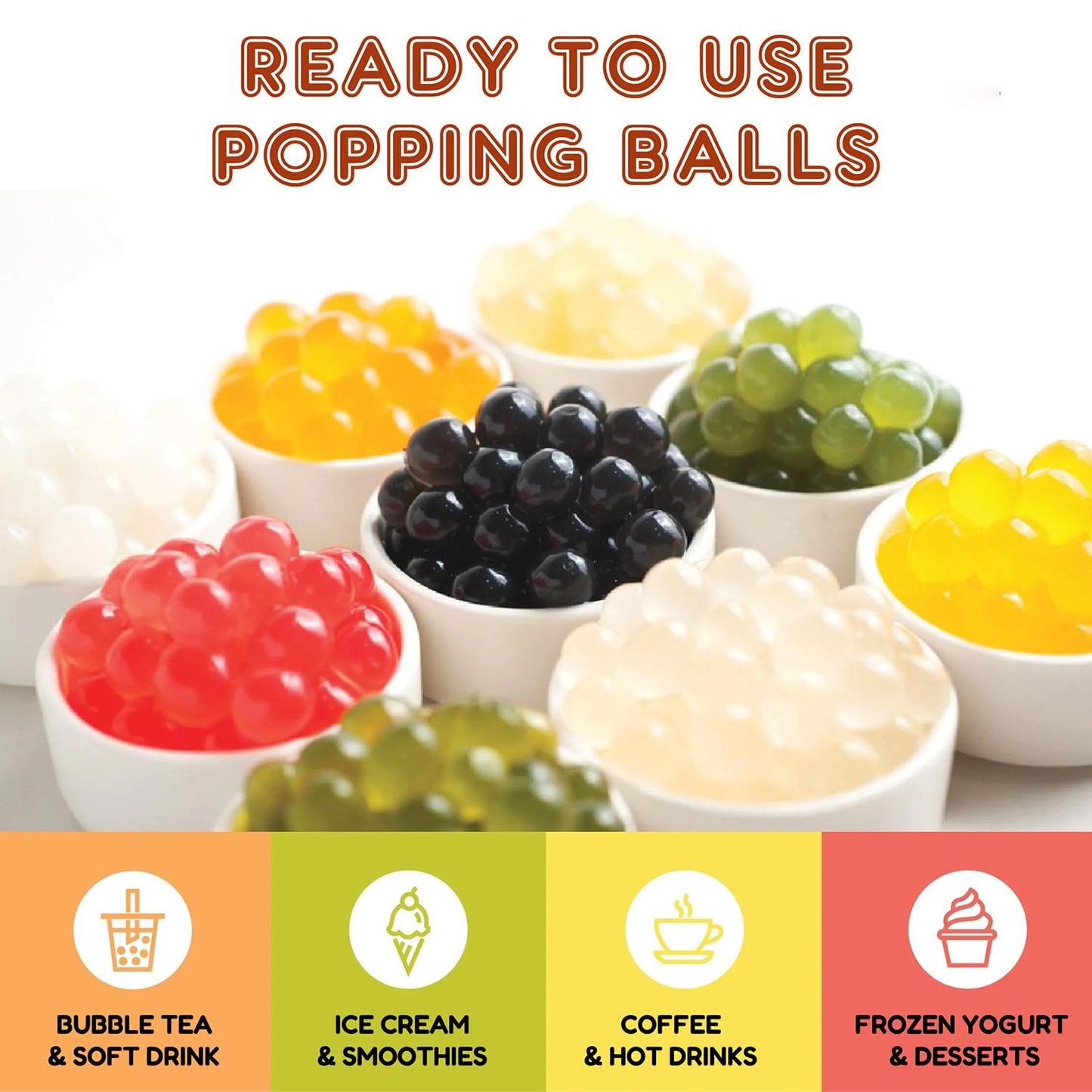 Fanale Strawberry Popping Boba Pearls, Vegan, Non GMO, Gluten Free, Fat Free, Perfect for Bubble Tea, Smoothies, Ice Cream, Desserts, and Beverages.