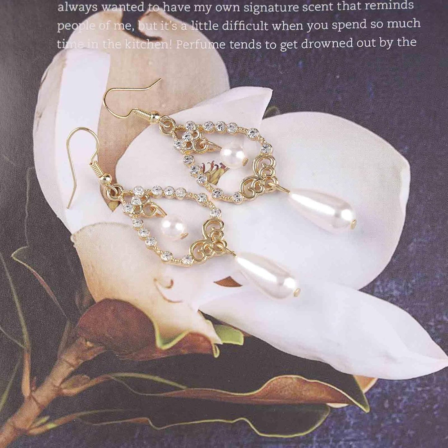 Vintage Crystal Pearl Drop Earrings Teardrop Pearl Earrings Gold Long Tassel Pearl Earrings Cz Pearl Teardrop Bridal Earrings Jewelry for Women