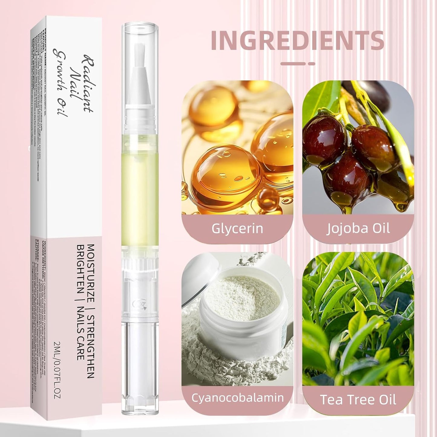 Nail Growth Oil, 2 PCS Cuticle Oil for Nails, Rejuvenation Nail Repair Oil for Moisturize Strengthen