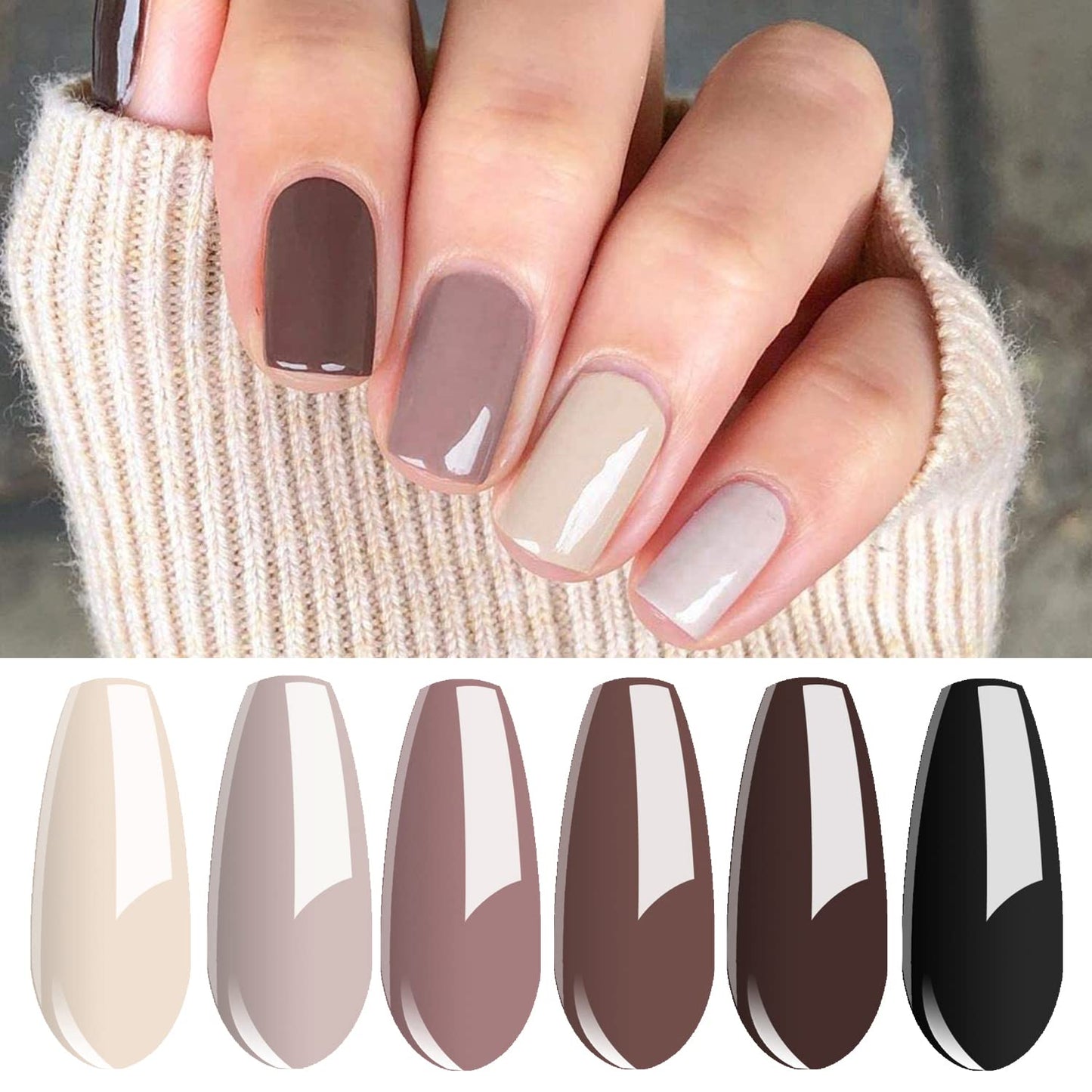 Vishine Gel Nail Polish Starter Kit, 36W LED Nail Dryer Lamp Base Top Coat 6 Classic Colors Nail File Manicure Tools Matte Top Coat for Nail Art #02