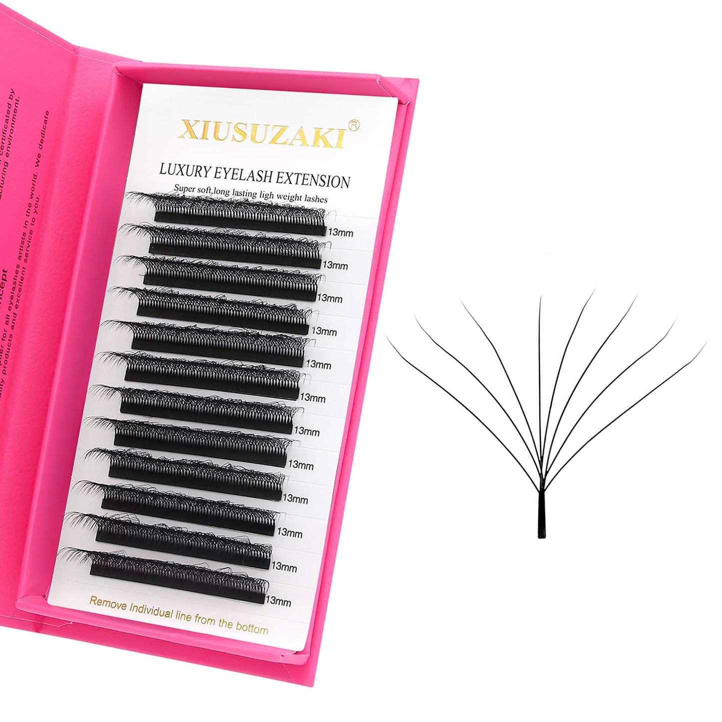 W Lash Extensions 8D Eyelash Extensions W Shape 0.07mm Thickness C Curl Mix 8-15mm Premade Fans Individual Lashes Volume Matte Black 12 Rows Crisscross False Eyelashes(W-8D-0.07-C,8-15mm)
