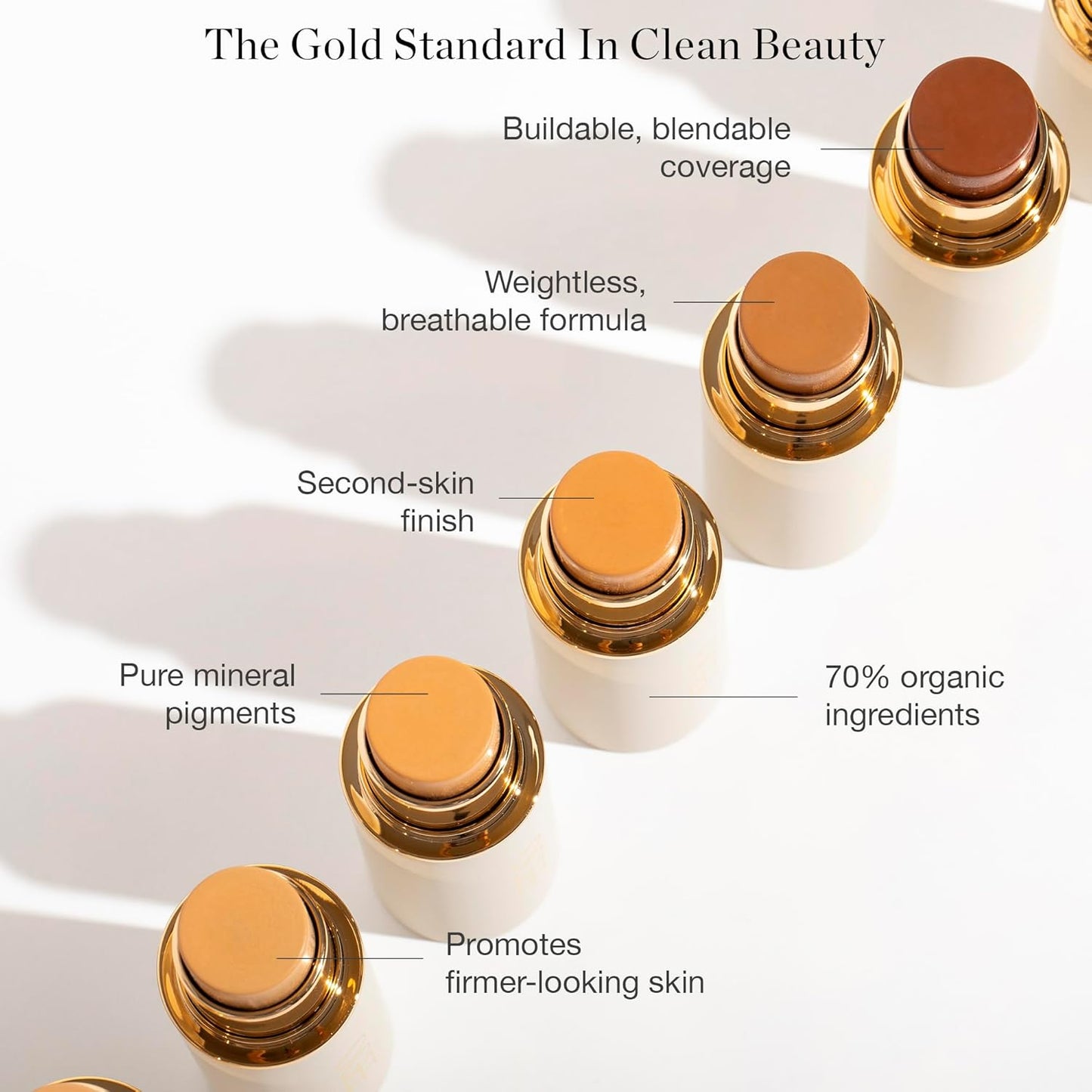 Ogee Sculpted Complexion Foundation Stick (Larch 2.25C - Light Medium, Beige Undertones) Full Coverage Foundation Makeup - Instantly Balance & Even Complexion - 70% Organic Ingredients