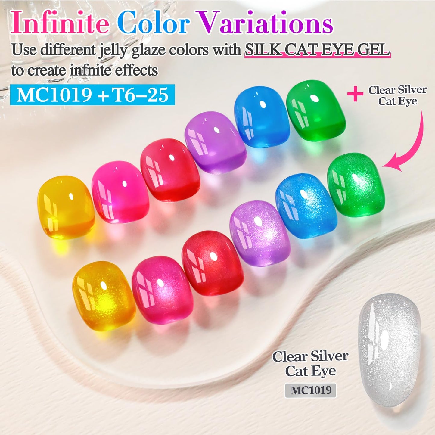 Double Rhythm 6 Pcs 15 ML Gel Polish Set Same Color Same Bottle Soak Off Gel Polish Kit Nail Art Manicure Salon DIY at Home for Women (Jelly Yellow Pink Red Purple Blue-T6-25)