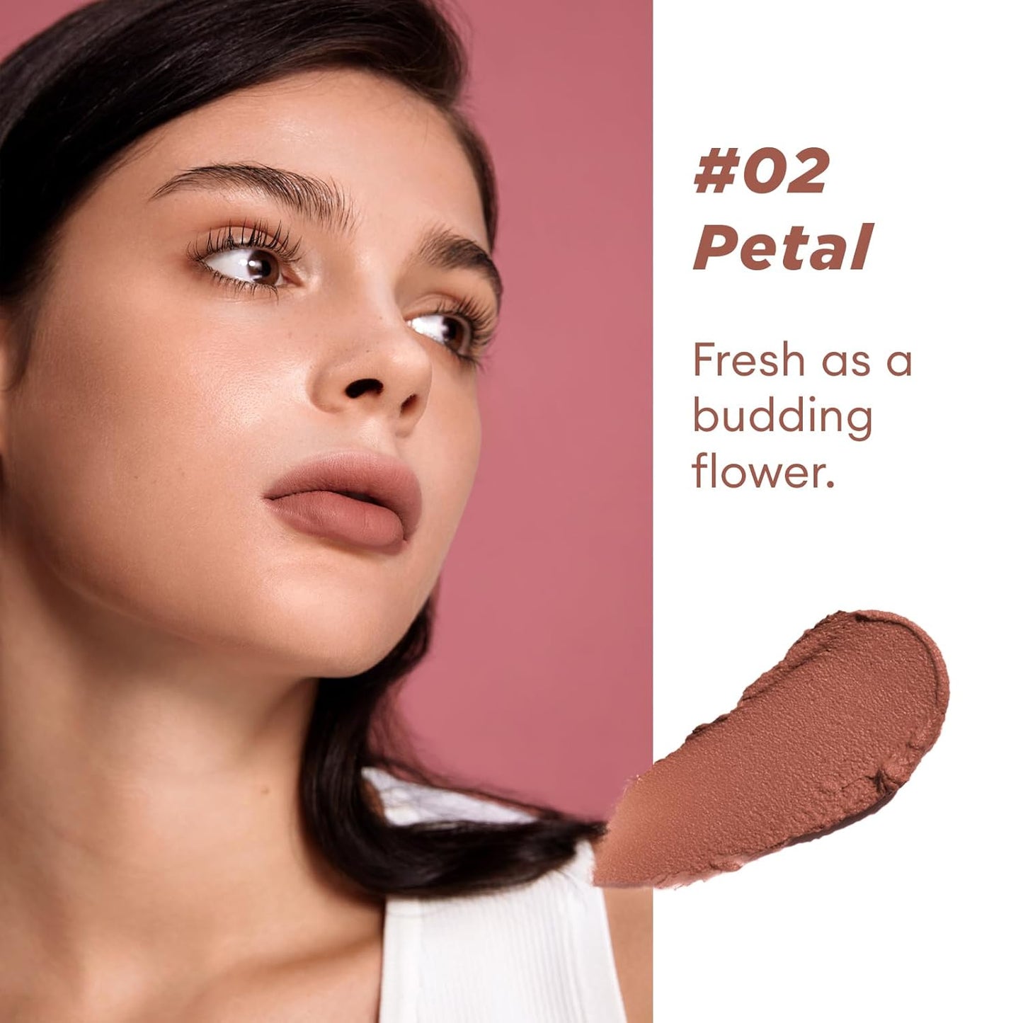 ITY Velvet Matte Finish Lip Stain-Mousse Textured Lip Clay, Nude Shade, Conceals Lip Lines, Rich Pigment Lip Tint Lipsticks, 0.14 oz (4g) in Petal