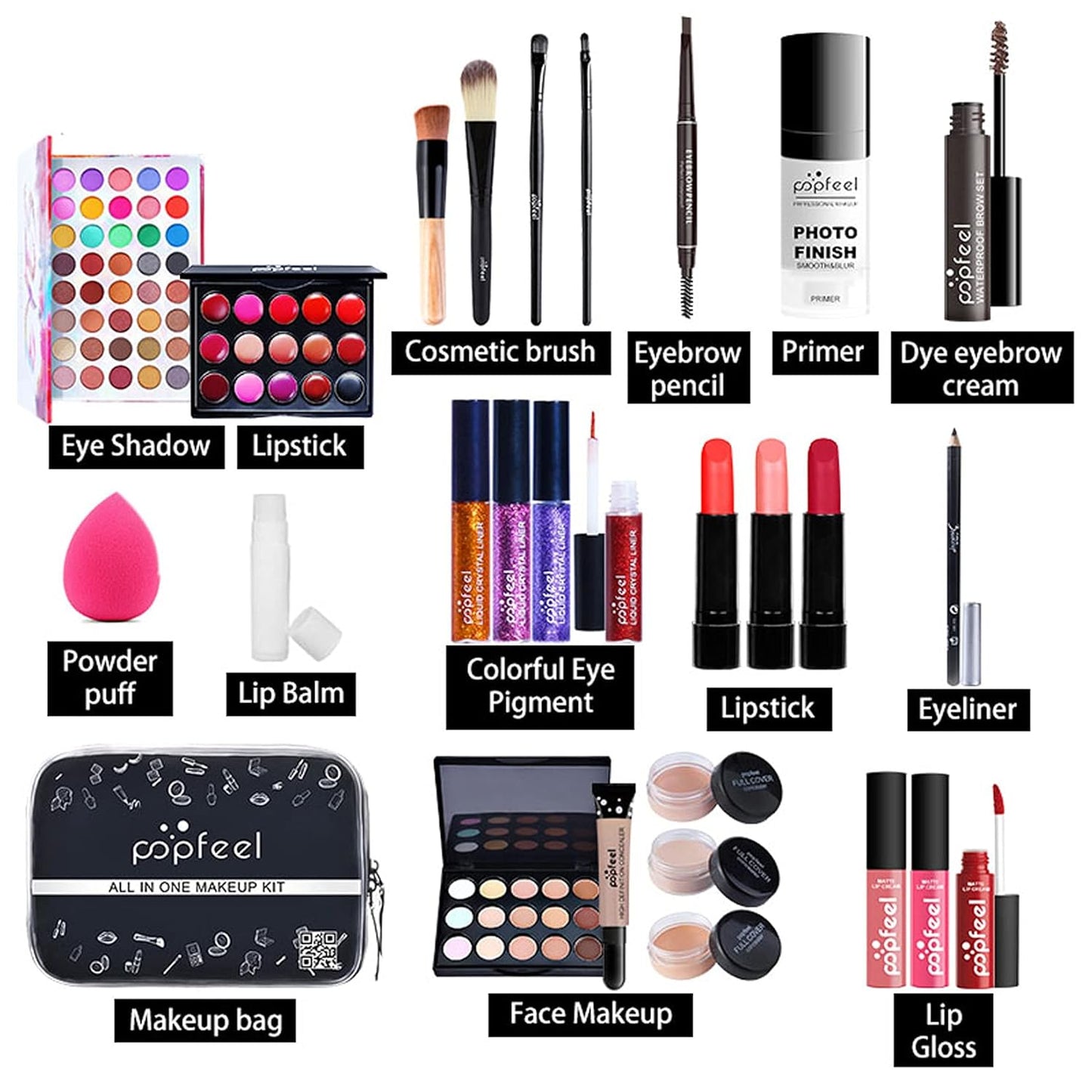 Professional Makeup Kit for Women Full Kit, Makeup Set Cosmetic Make Up Kit with Makeup Bag Include Eyeshadow Palette Makeup Brushes Set Lipstick Lip Gloss Foundation Concealer