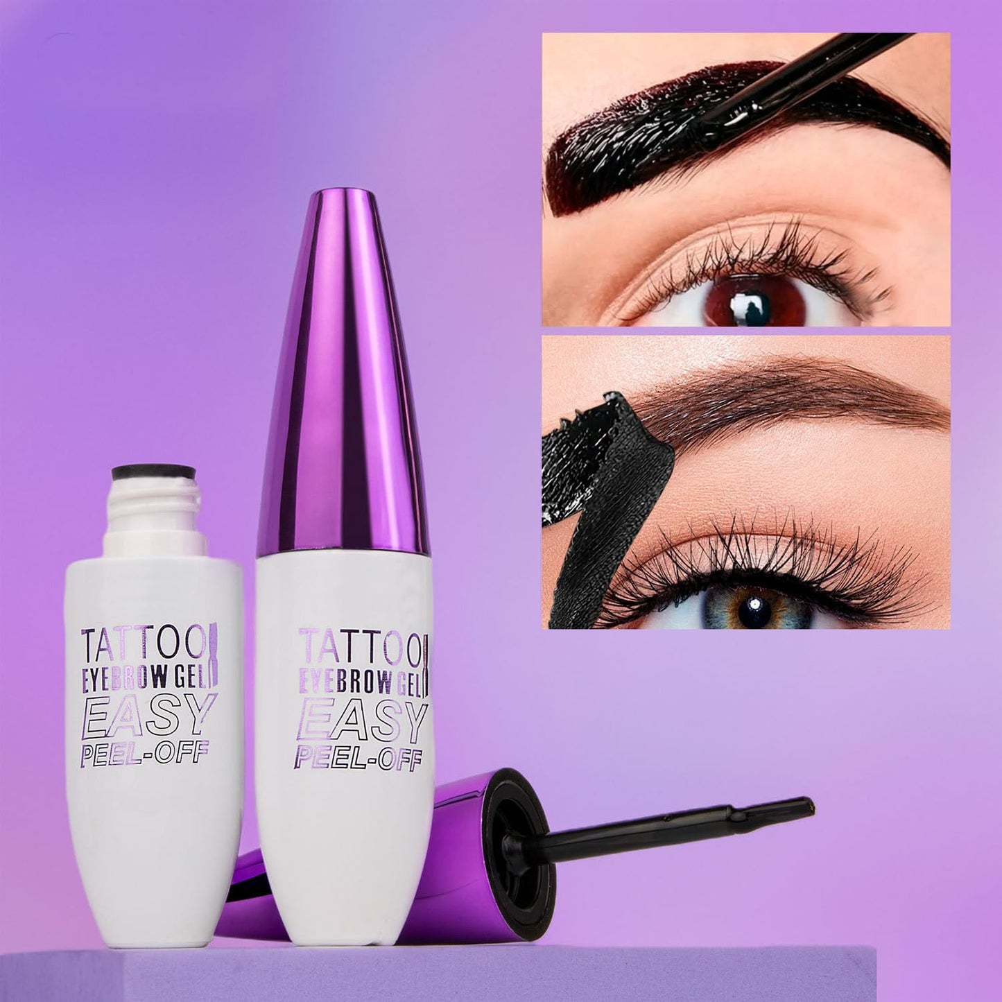 2Pcs Dark Brown Peel Off Brow Tint Gel - Waterproof & Sweatproof Tattoo Effect, Transfer-Resistant Multi-Day Wear, All Skin Types Mother’s Day Gift Set
