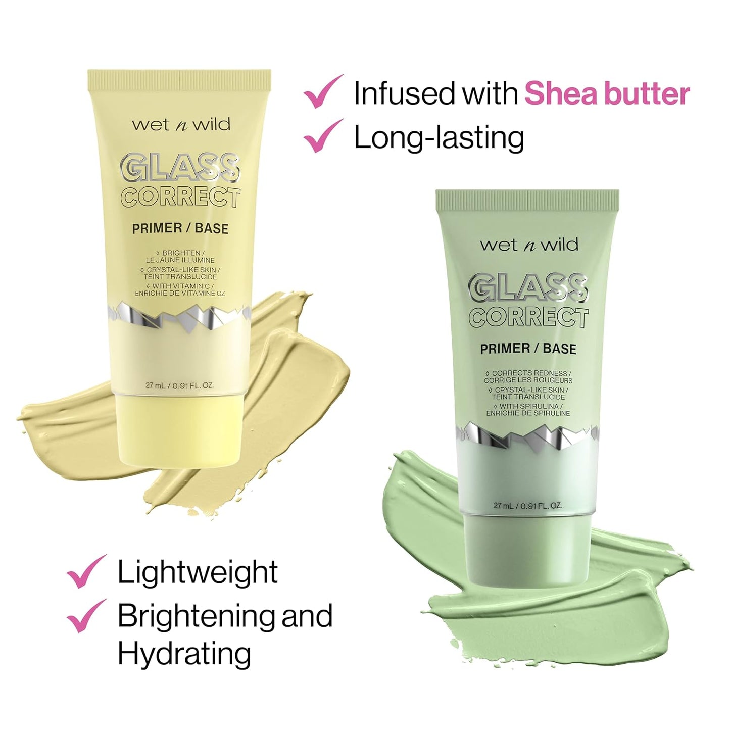 wet n wild Prime Focus Glass Skin Correct Primer, Bright Crystal Finish, Yellow