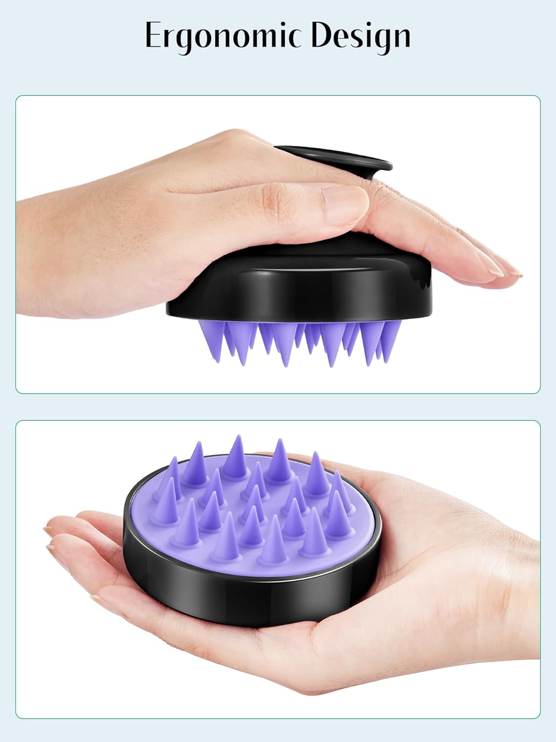 HEETA Scalp Massager Hair Growth 2-Pack, Soft Silicone Scalp Scrubber Shampoo Brush for Exfoliation Dandruff Removal Head Massage Stress Relax, Wet & Dry Use for Women Men Thick Thin Curly Hair Care