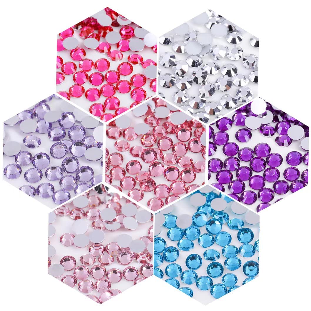1000 Pieces SS20 5mm Flatback Rhinestones Clear Glass Round Gems Crystals for Nail Art DIY Crafts Clothes Shoes Bags （Champagne）