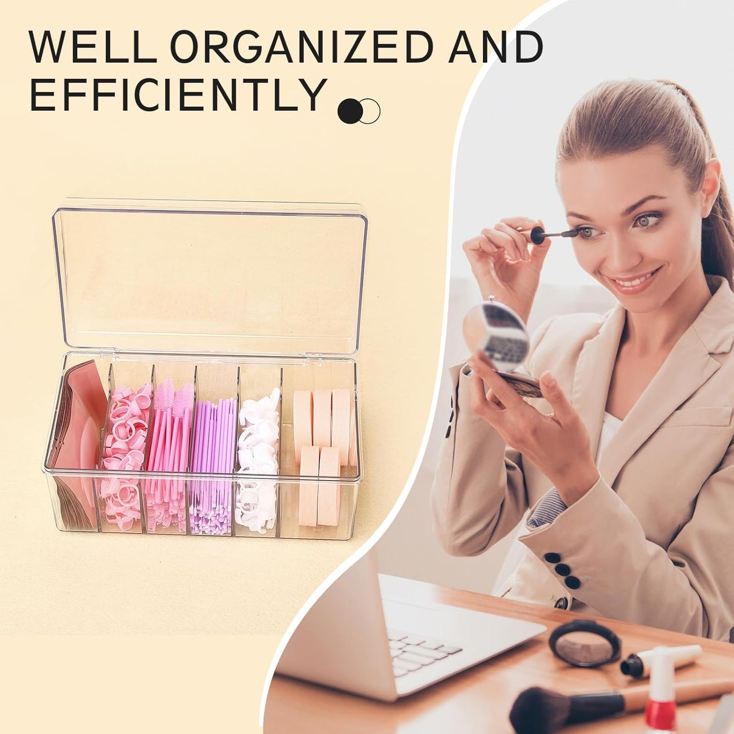 MoyRetty Acrylic Lash Extension Organizer, Large Capacity Eyelash Extension Supplies Storage Container Box, Neatly Store and Organize Your Lash Supplies (Clear)