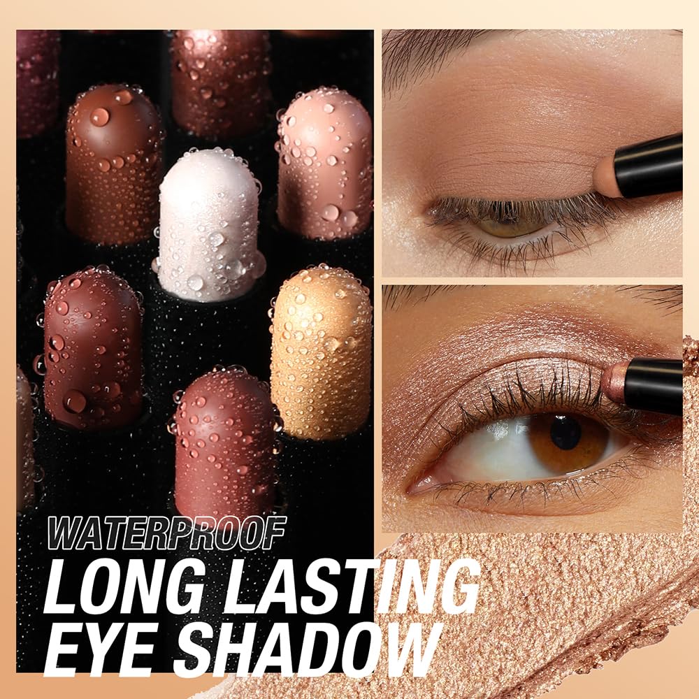 Jolilab Eyeshadow Stick Set, 8 Colors Matte Professional Bright-Colored Contouring and Highlight Stick, Cream Waterproof Long Lasting High Pigmented Eye Shadow. (8, A1)