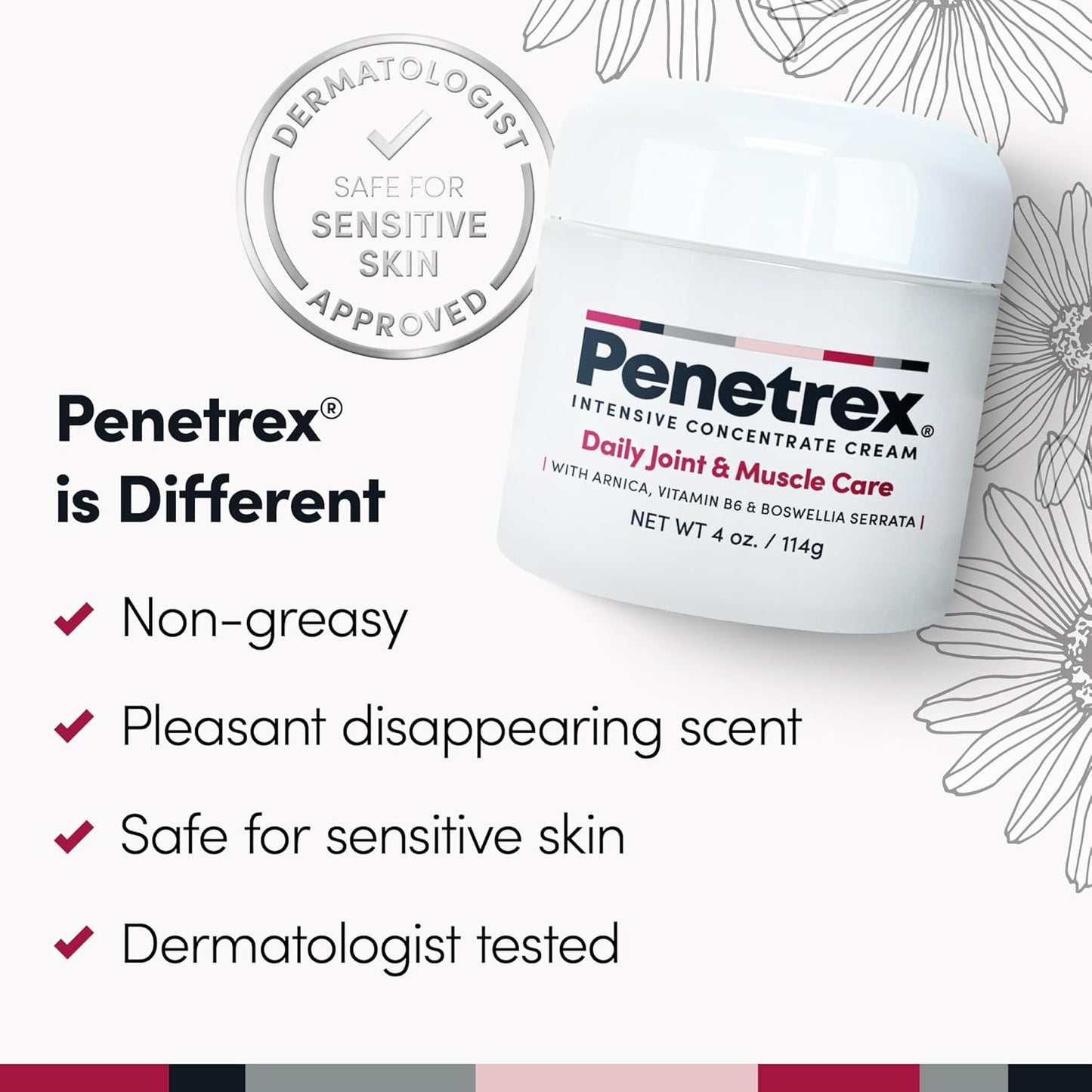 Penetrex Joint & Muscle Therapy - Soothing Comfort for Back, Neck, Hands, Feet - Premium Whole Body Rub with Arnica, Vitamin B6 MSM & Boswellia - 4oz Cream (3 Pack)