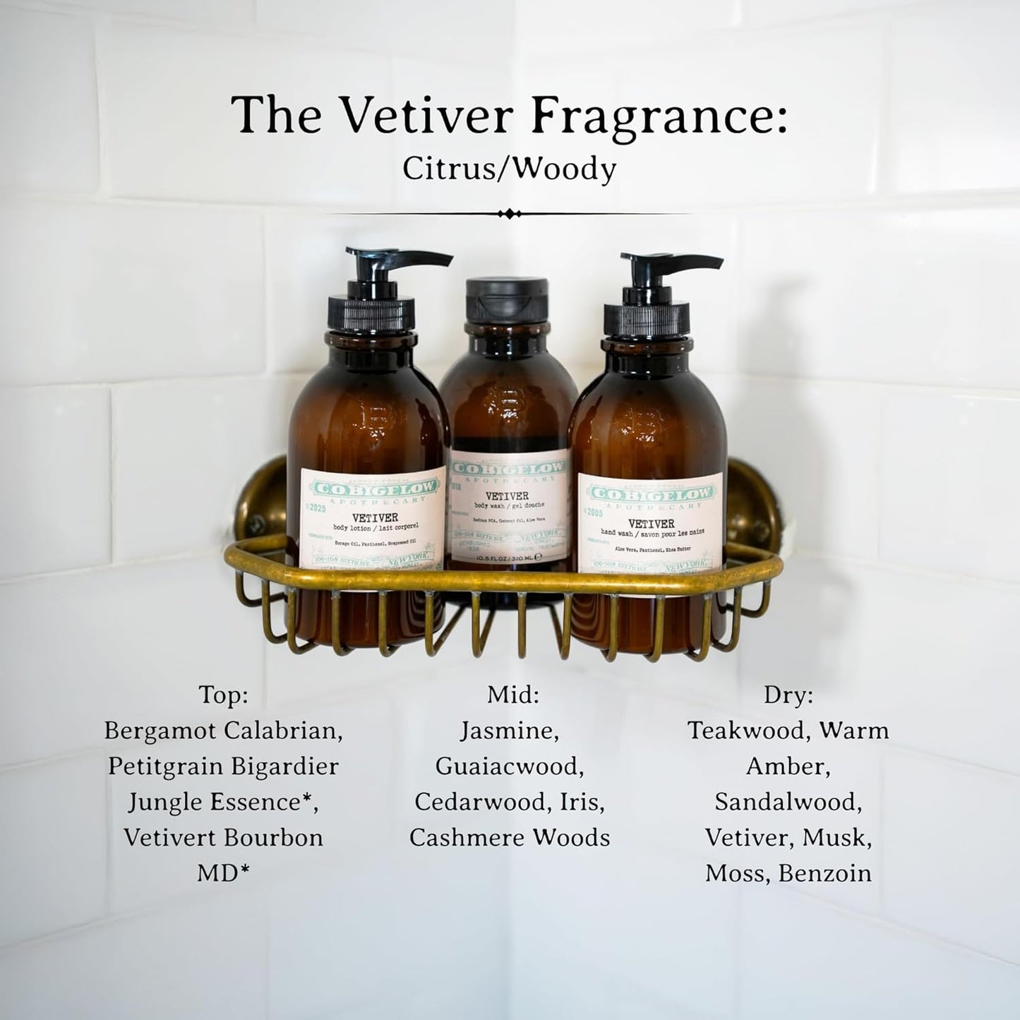 C.O. Bigelow Iconic Collection Vetiver Body Lotion, Scented Body Cream with Grapeseed Oil and Shea Butter, 10.5 fl oz