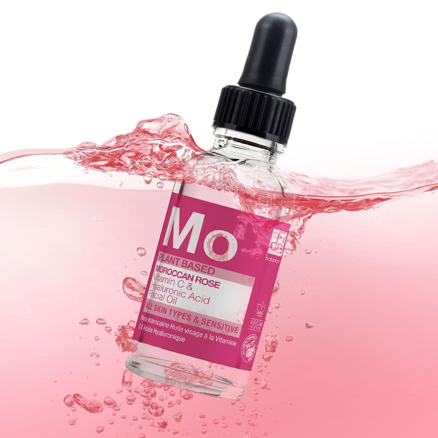Dr Botanicals Moroccan Rose Oil -With Vitamin C & Hyaluronic Acid – Anti-Ageing, Brightening & Hydrating Water-Based Serum - Glow-Boosting Facial Oil for Radiant Skin – Made in UK – 30ml