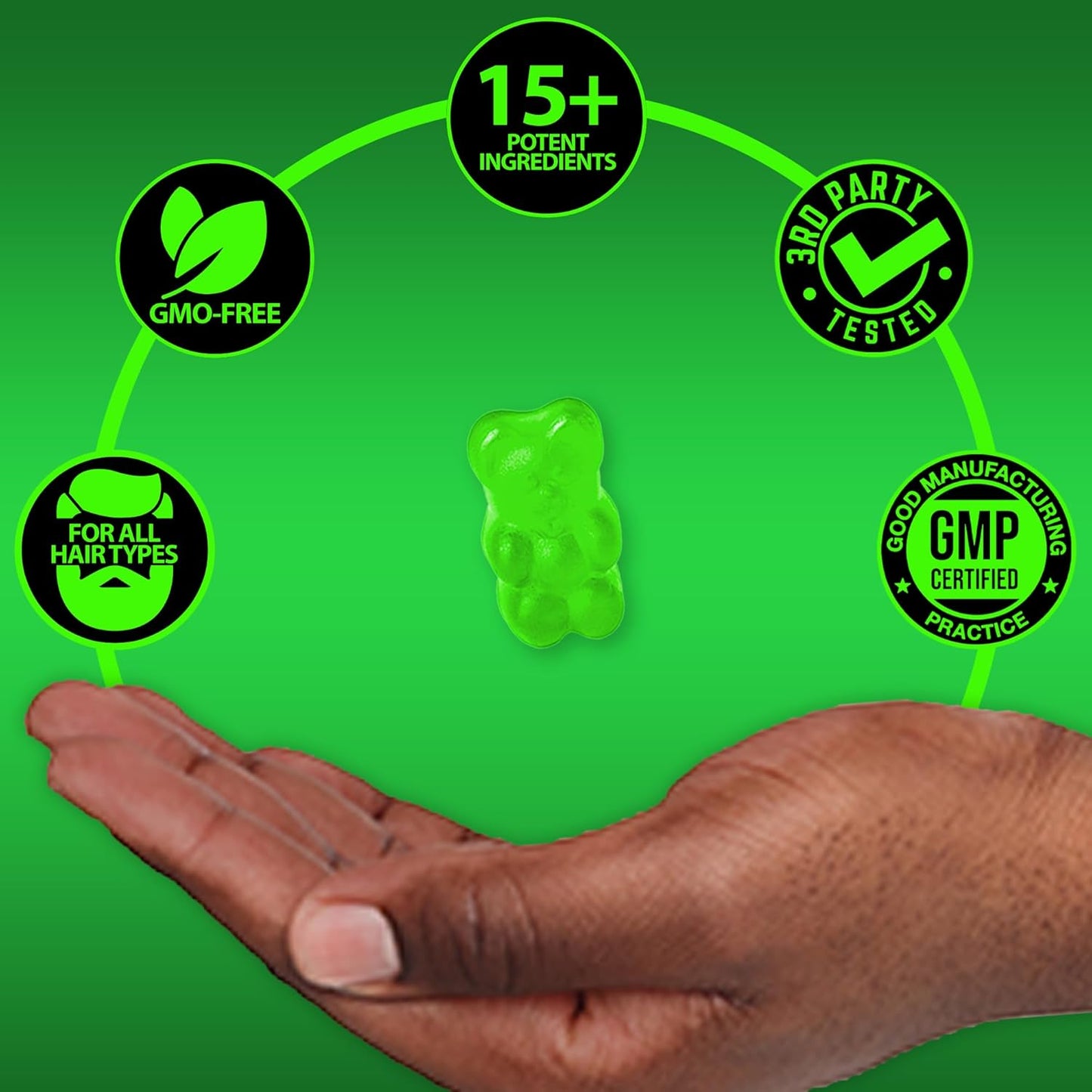 Biotin Gummies 620,000mcg + Liquid Biotin Drops with Collagen Peptides – Men's Beard Growth Kit for Thicker Fuller Beard – Beard & Hair Growth Vitamins with MSM, Keratin, Bamboo & Zinc