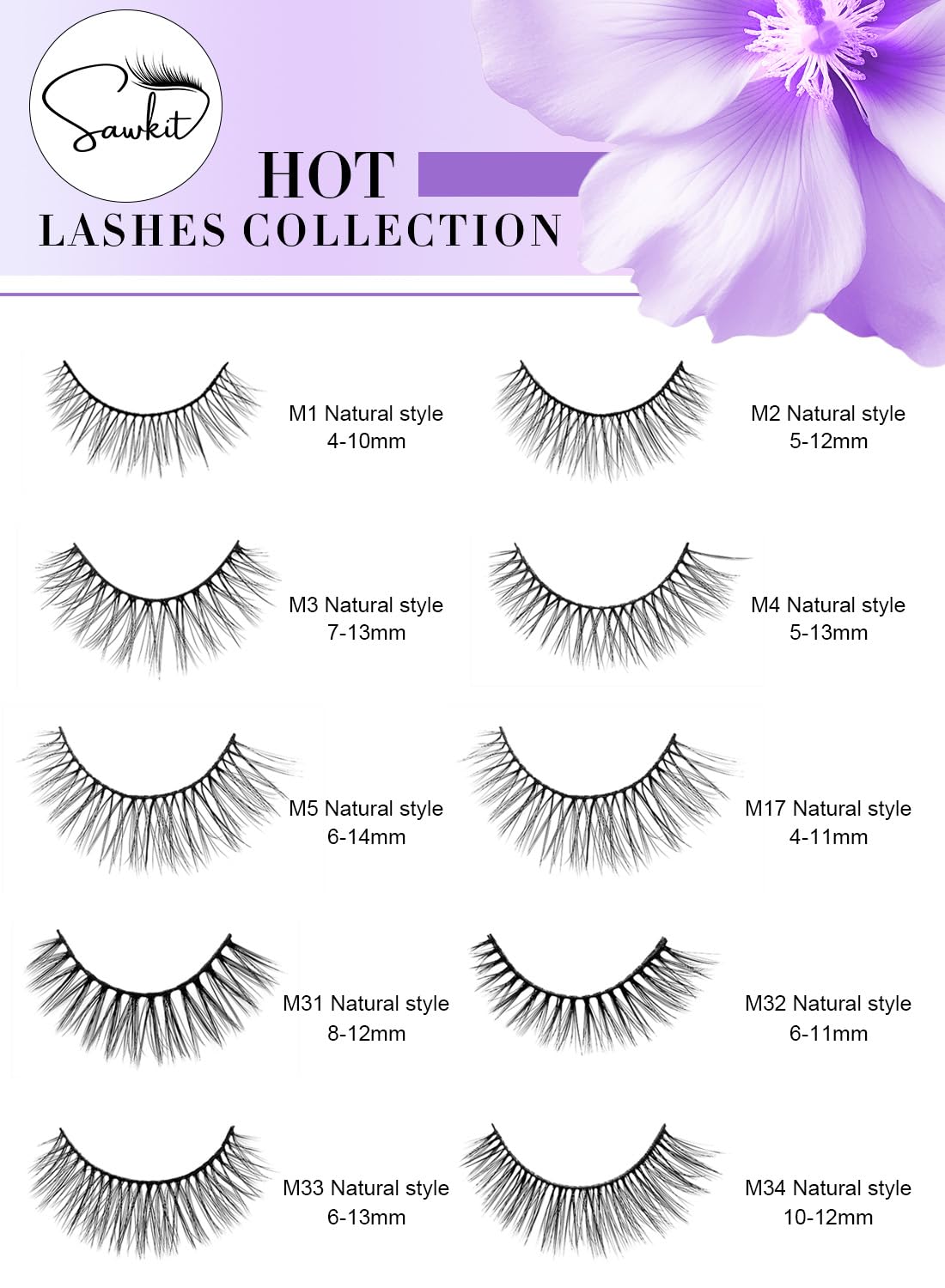 Classic Fake Eyelashes – 8-12mm – Lash Extensions – Luxurious Natural Mink Lashes Eyelash Extensions – Comfortable and Easy to Apply – High-End Fiber Lashes for Superior Volume