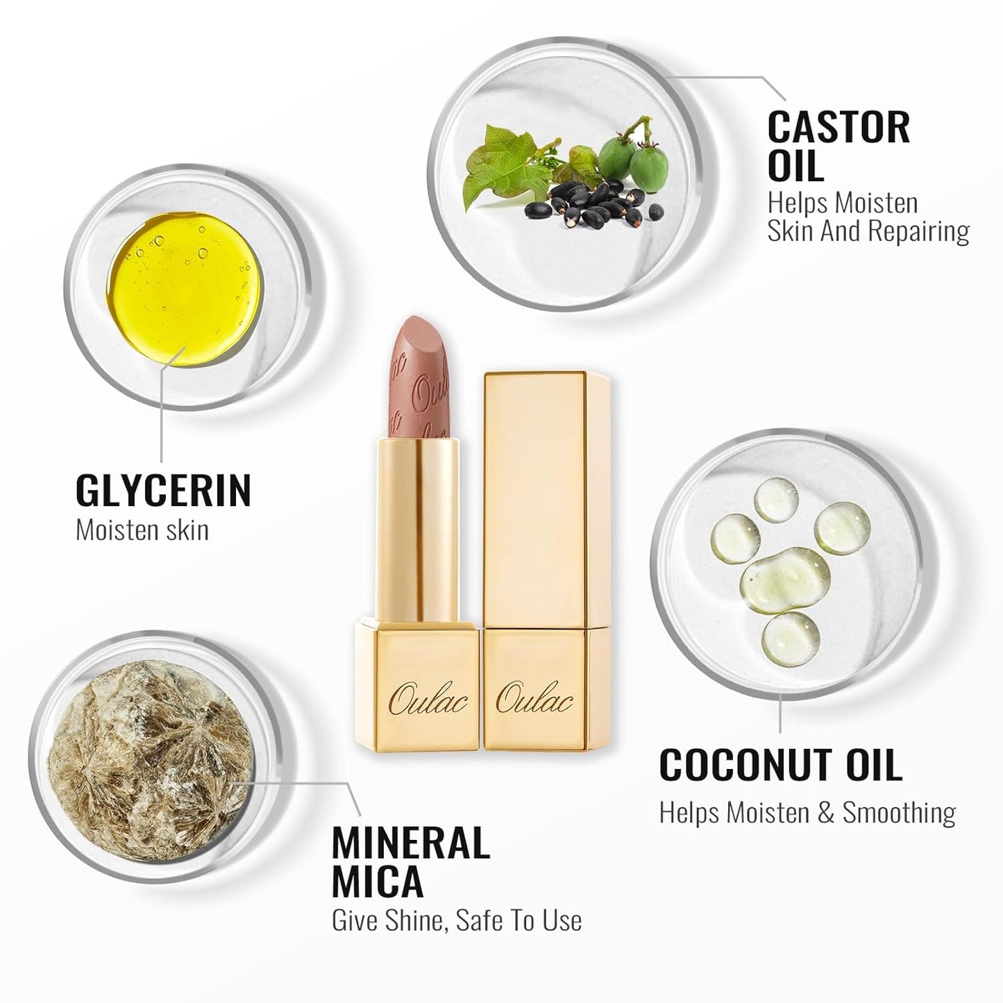 Oulac Light Pink Lipstick for Women with Metallic 3D Shine Lightweight Hydrating Formula, High Impact Lip Color, Vegan Beauty, Full Coverage Lip Makeup, Christmas Gifts for Women, Baby Angel(13)