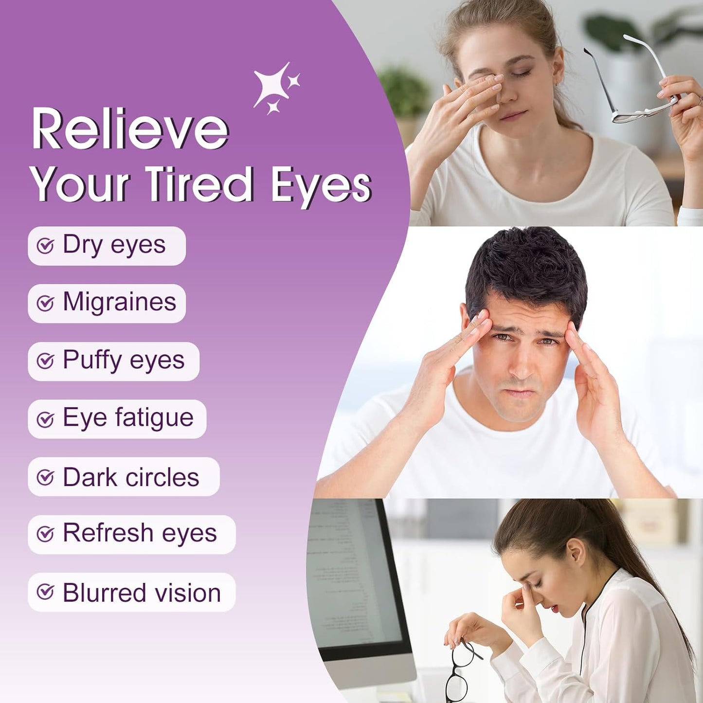 20 Packs Steam Eye Masks for Dry Eyes and Puffiness,Disposable Heated Eye Mask Warm Compress for Eyes,Relief Eye Fatigue Hot Sleep Mask for Men Women,Lavender
